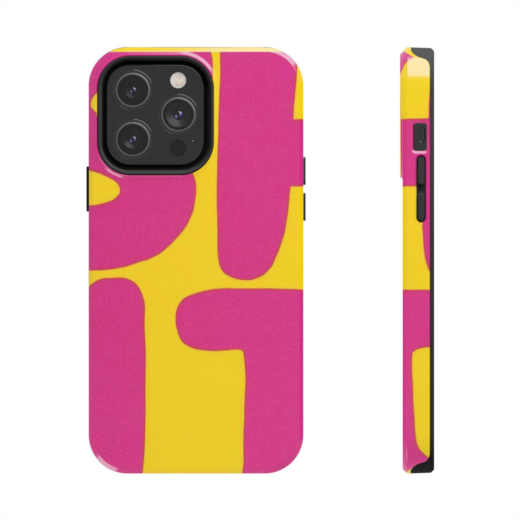 SHIT Retro Abstract Tough Phone Case — Pink & Yellow Pop Art Design