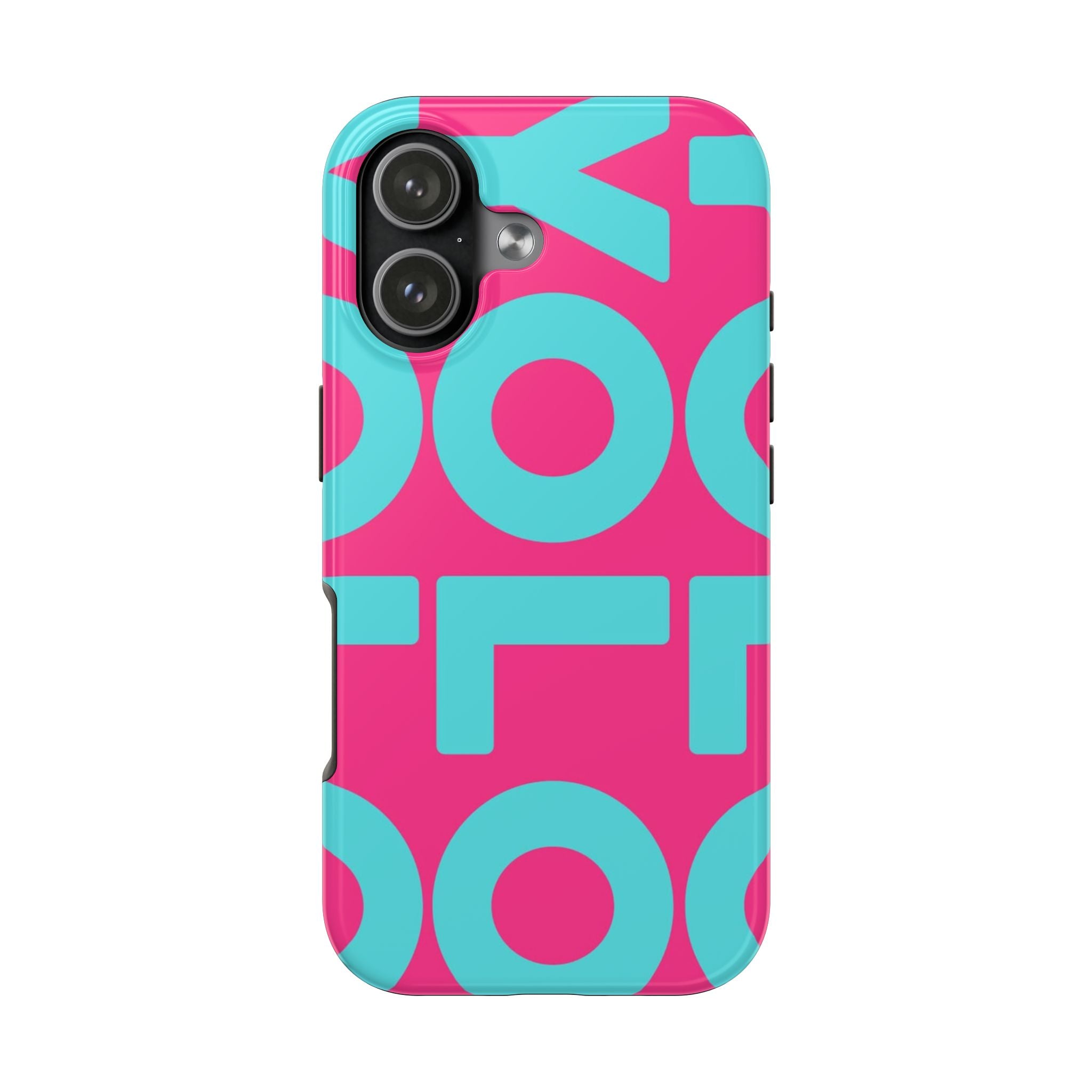 YOLO Tough Phone Case — Bold Pink & Teal Geometric Print