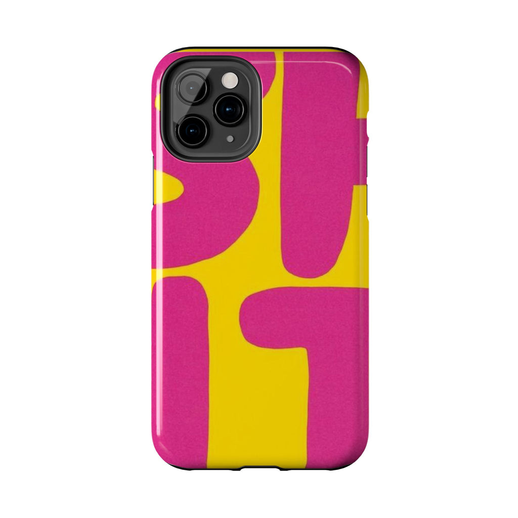 SHIT Retro Abstract Tough Phone Case — Pink & Yellow Pop Art Design