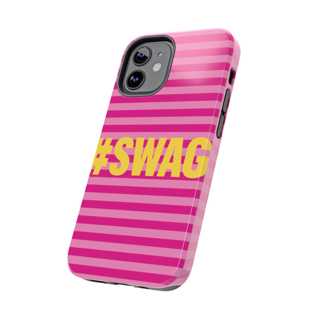 #SWAG Pink Striped Tough Phone Case
