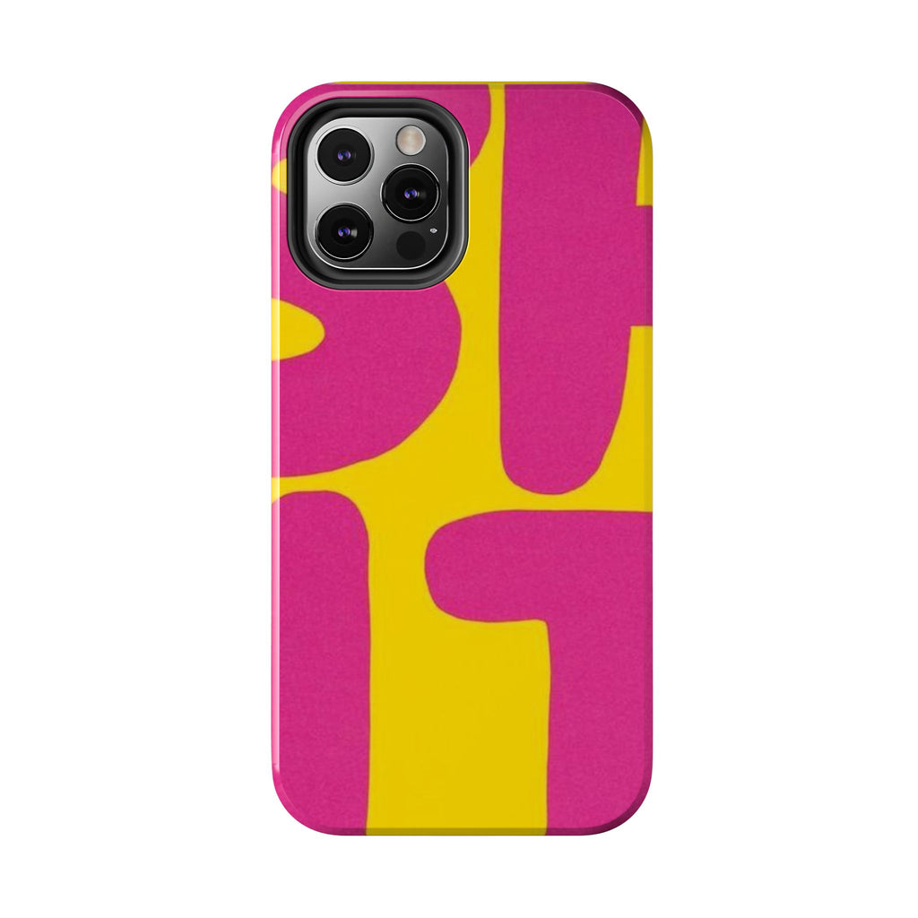 SHIT Retro Abstract Tough Phone Case — Pink & Yellow Pop Art Design