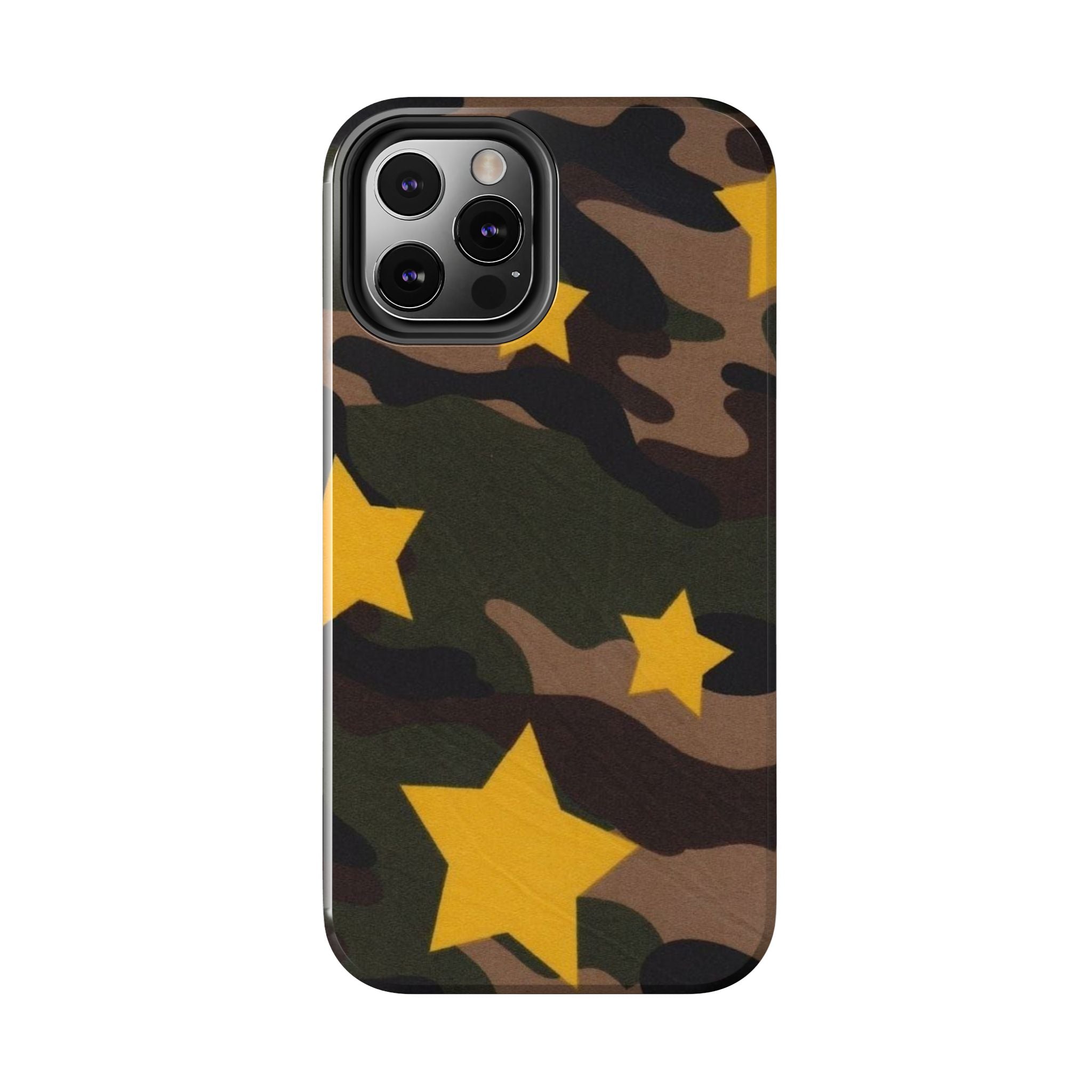 Camouflage Star Tough Phone Case — Military Camo Phone Cover with Yellow Stars