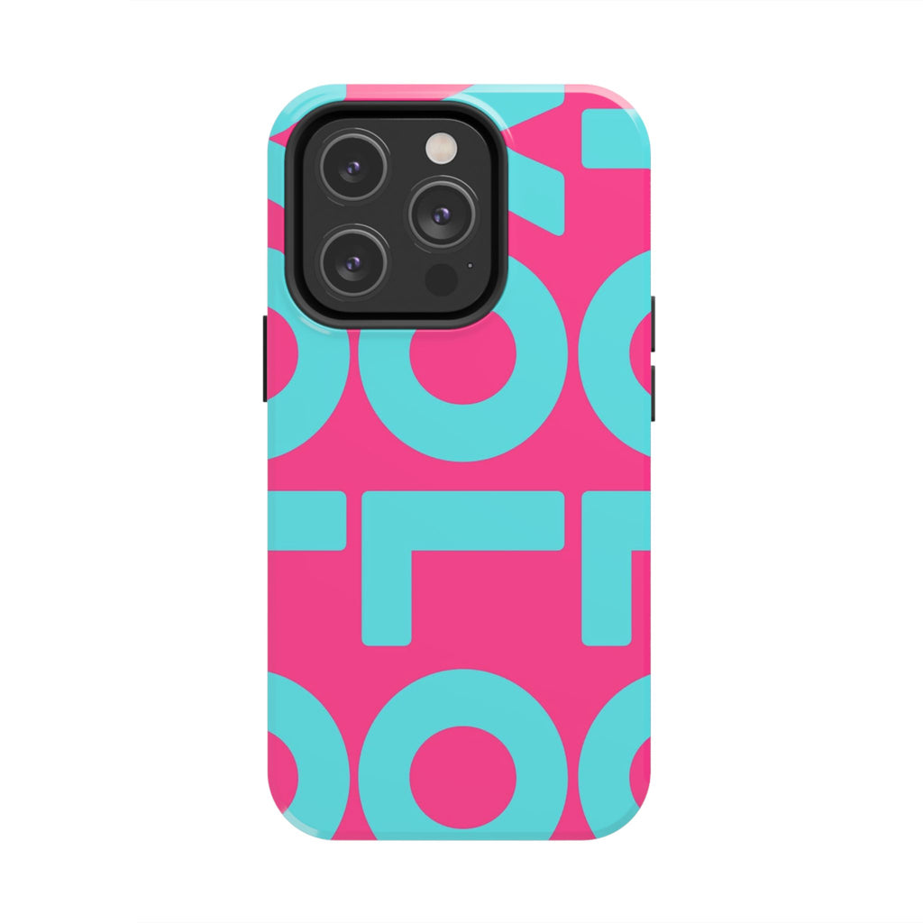 YOLO Tough Phone Case — Bold Pink & Teal Geometric Print