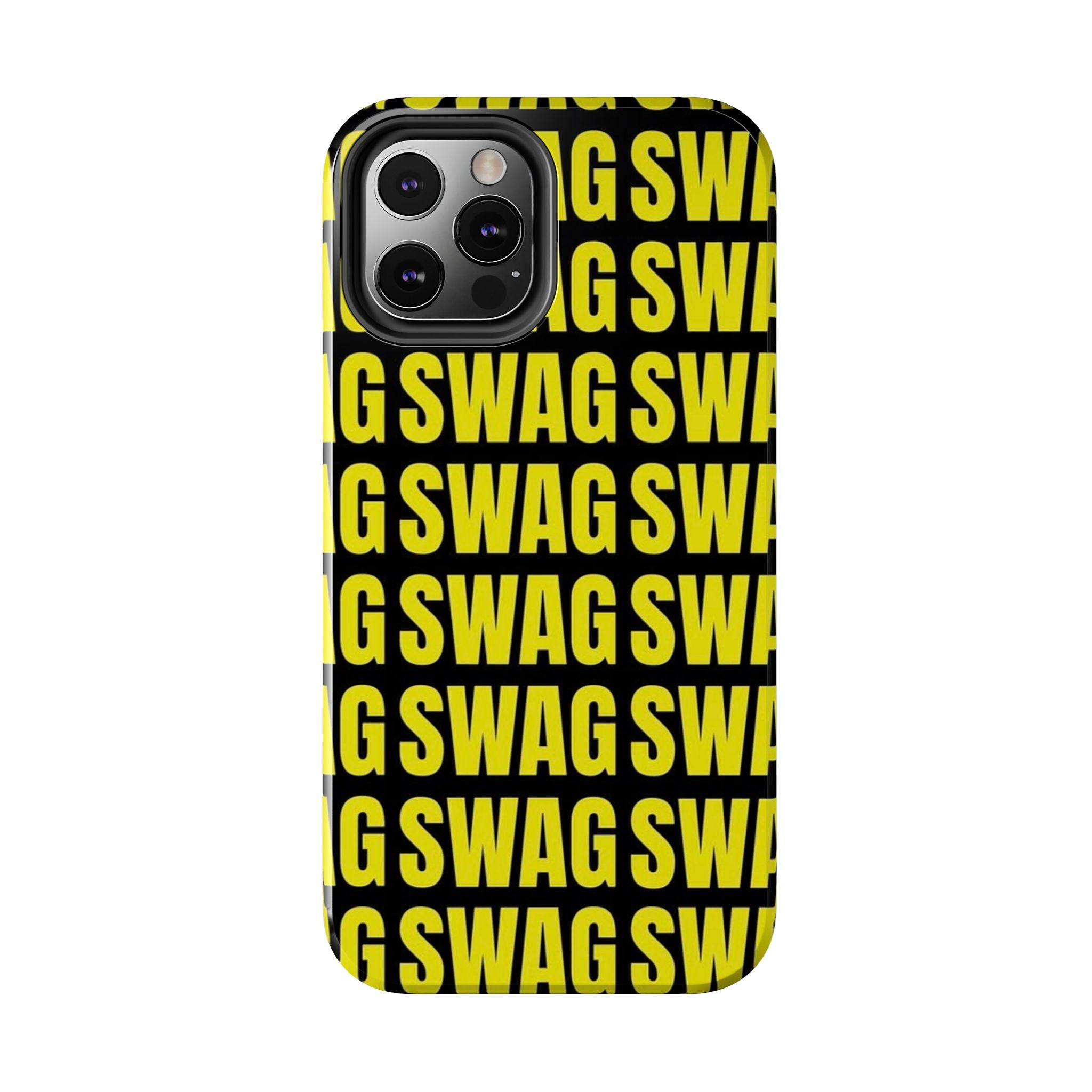 SWAG Pattern Tough Phone Case — Bold Yellow Text Protective Cover