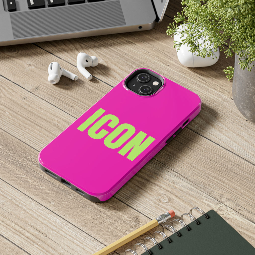 ICON Tough Phone Case — Neon Pink & Lime Bold Text Protective Case