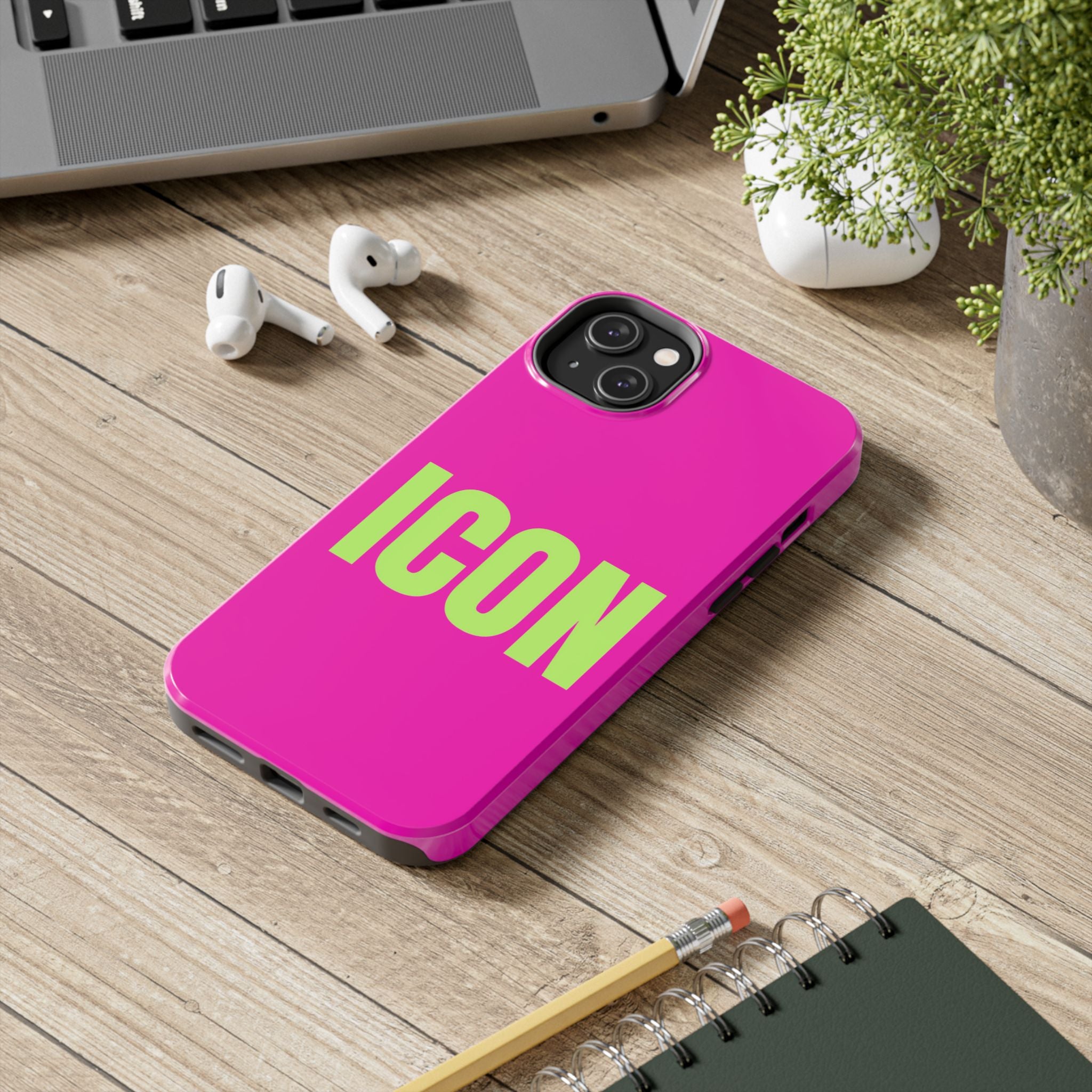 ICON Tough Phone Case — Neon Pink & Lime Bold Text Protective Case