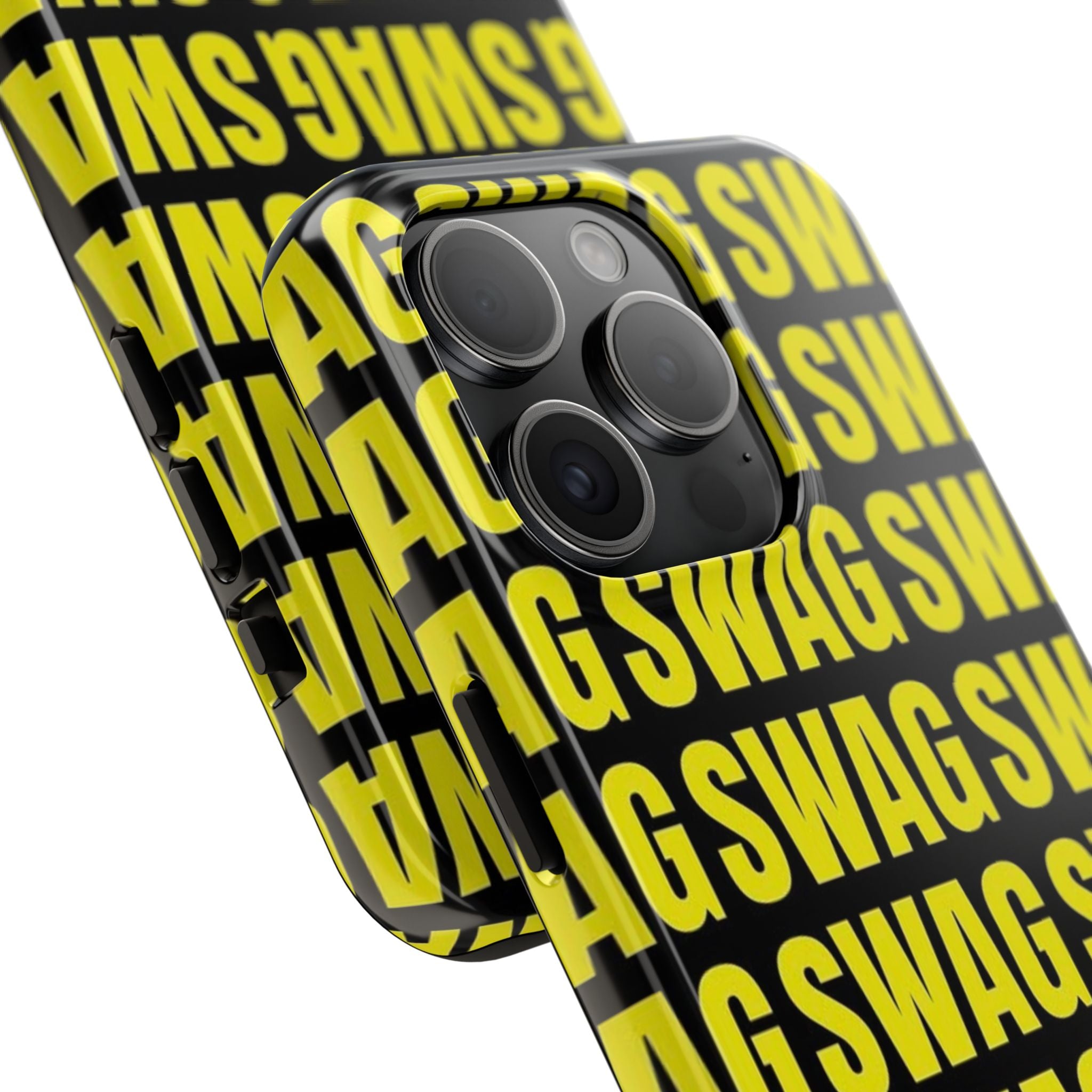 SWAG Pattern Tough Phone Case — Bold Yellow Text Protective Cover