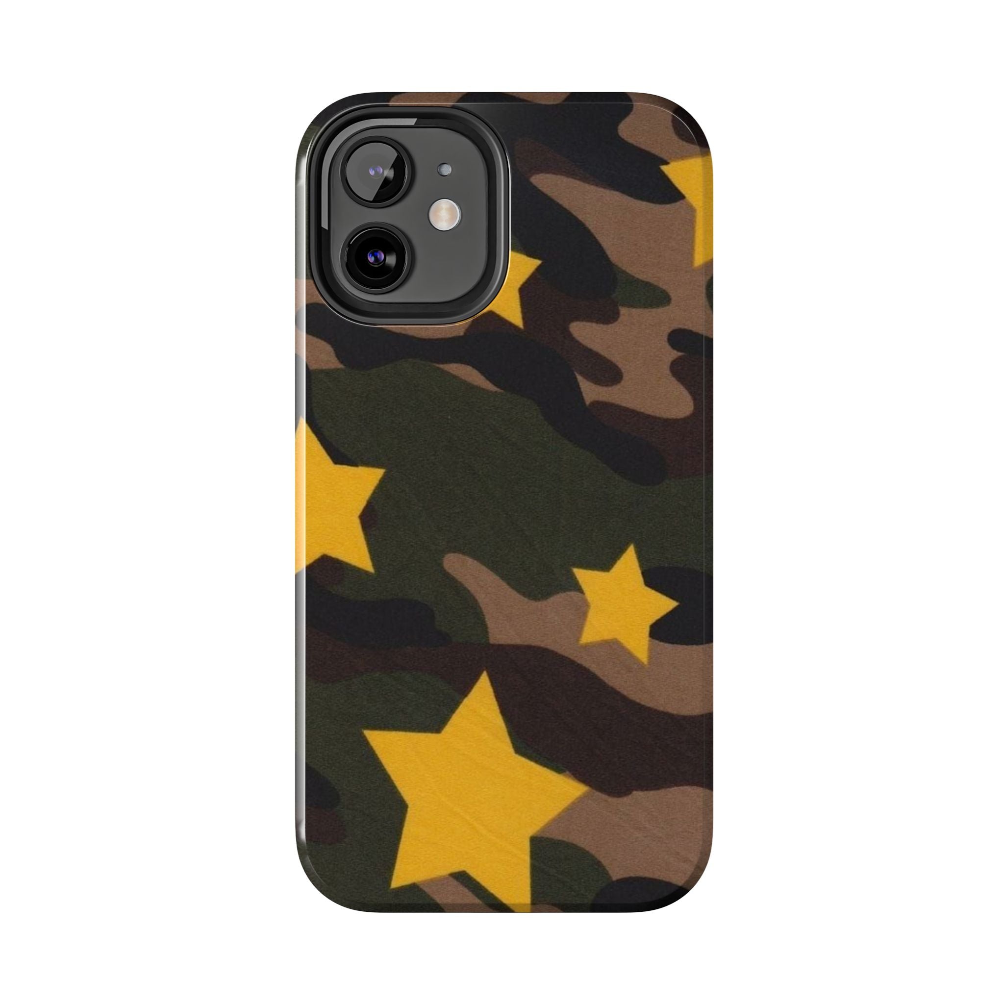 Camouflage Star Tough Phone Case — Military Camo Phone Cover with Yellow Stars