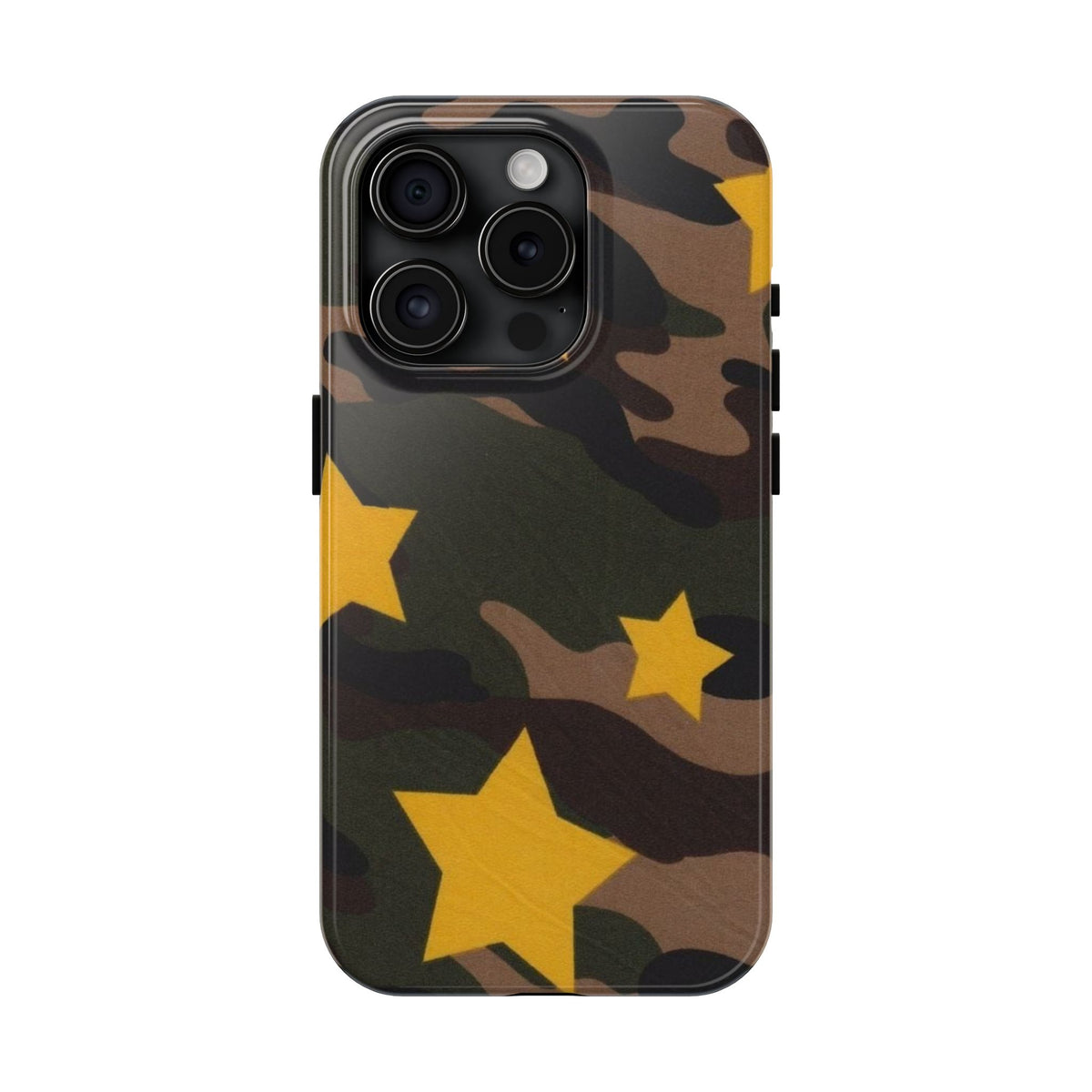 Camouflage Star Tough Phone Case — Military Camo Phone Cover with Yellow Stars
