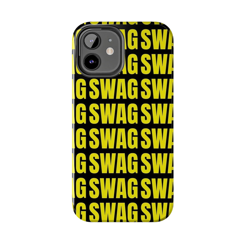 SWAG Pattern Tough Phone Case — Bold Yellow Text Protective Cover