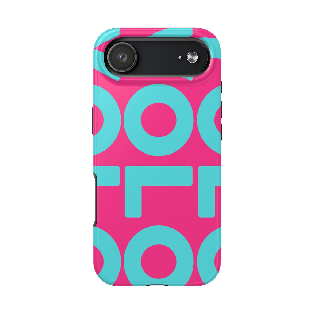 YOLO Tough Phone Case — Bold Pink & Teal Geometric Print