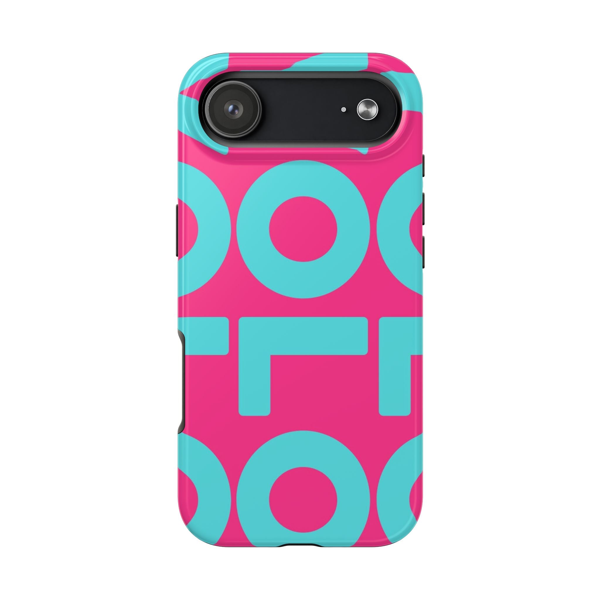 YOLO Tough Phone Case — Bold Pink & Teal Geometric Print