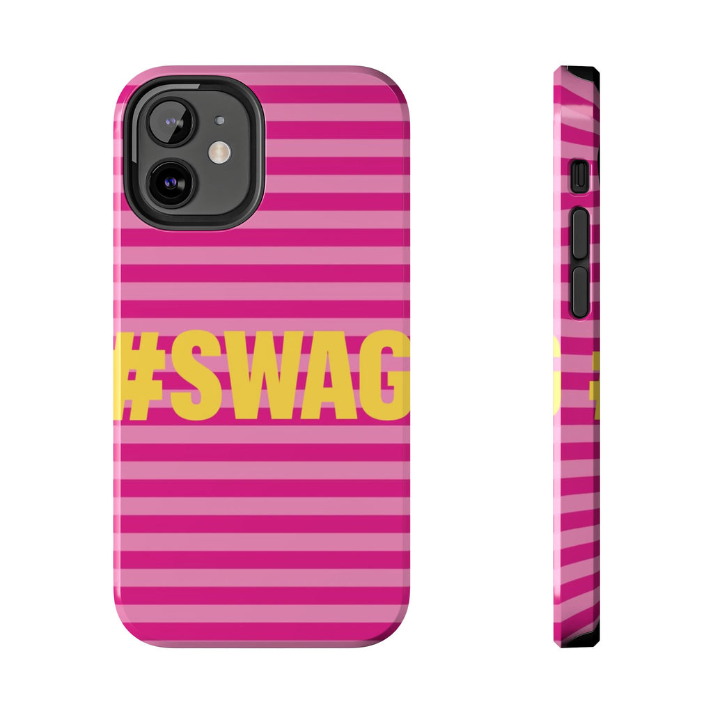 #SWAG Pink Striped Tough Phone Case
