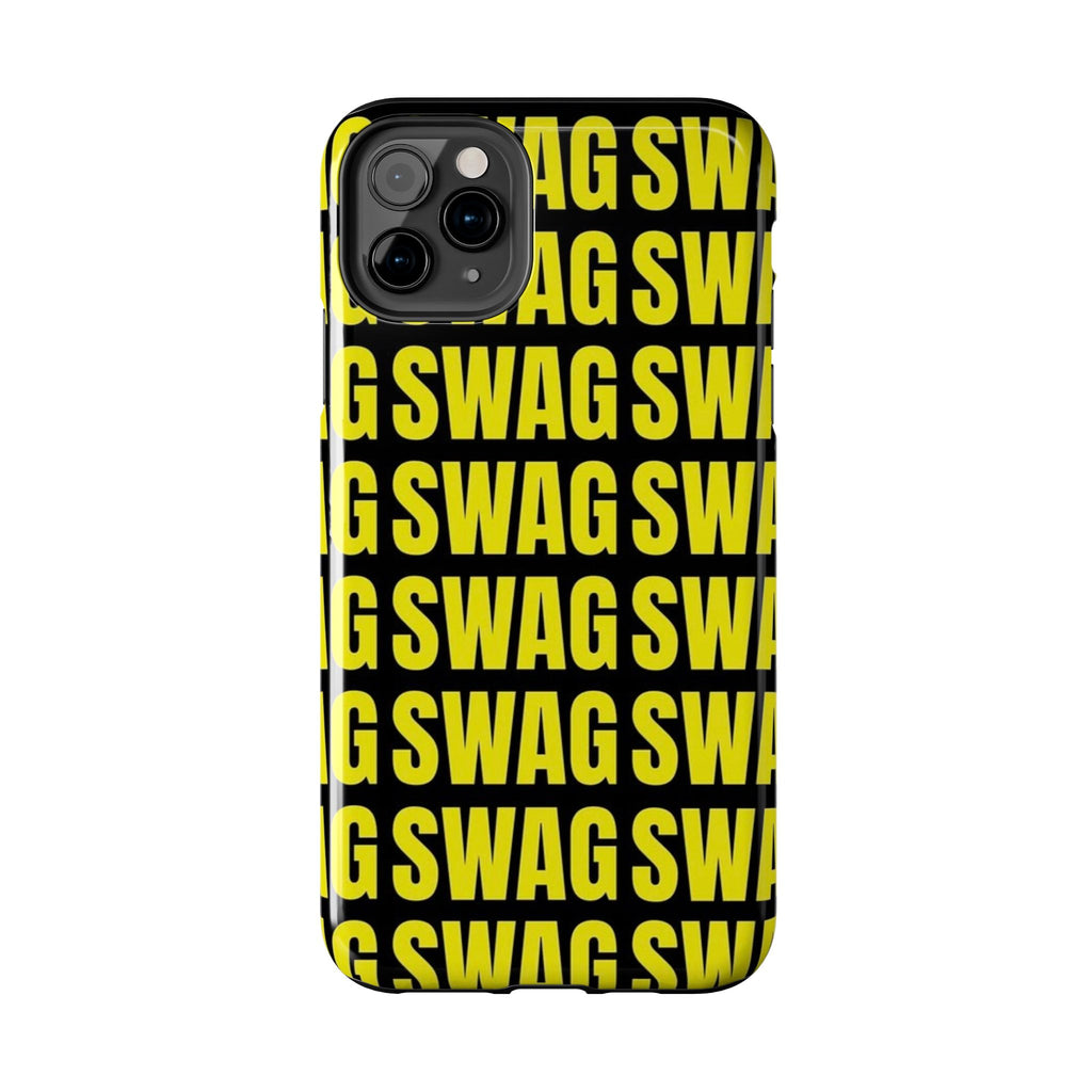 SWAG Pattern Tough Phone Case — Bold Yellow Text Protective Cover