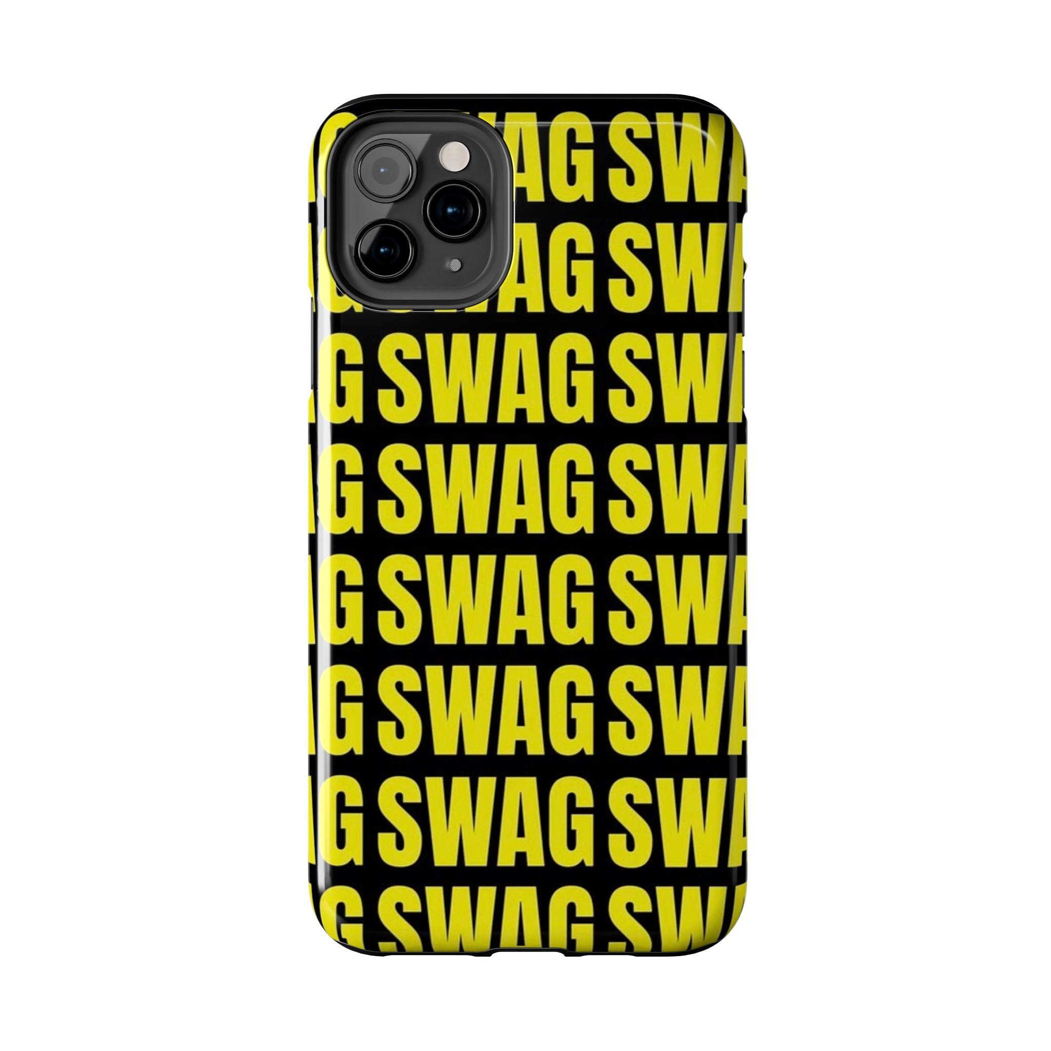 SWAG Pattern Tough Phone Case — Bold Yellow Text Protective Cover