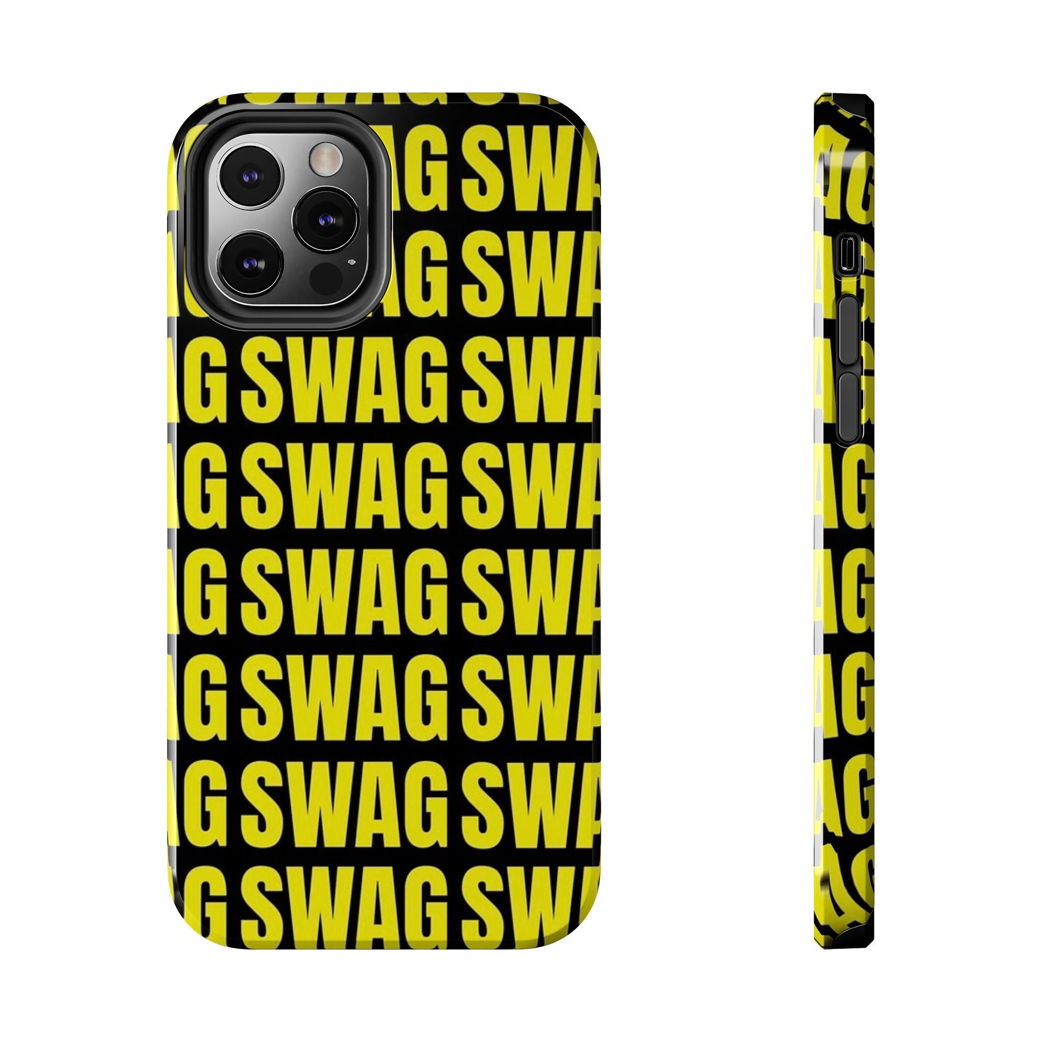 SWAG Pattern Tough Phone Case — Bold Yellow Text Protective Cover