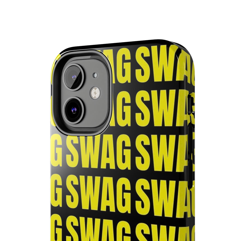 SWAG Pattern Tough Phone Case — Bold Yellow Text Protective Cover