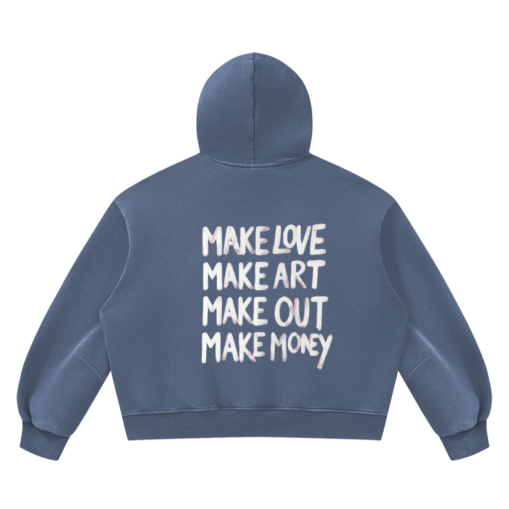 MAKE ART- Unisex Vintage Wash Boxy Fleece Hoodie