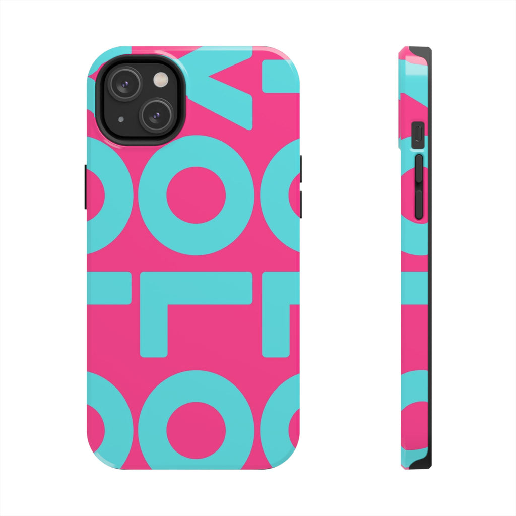 YOLO Tough Phone Case — Bold Pink & Teal Geometric Print