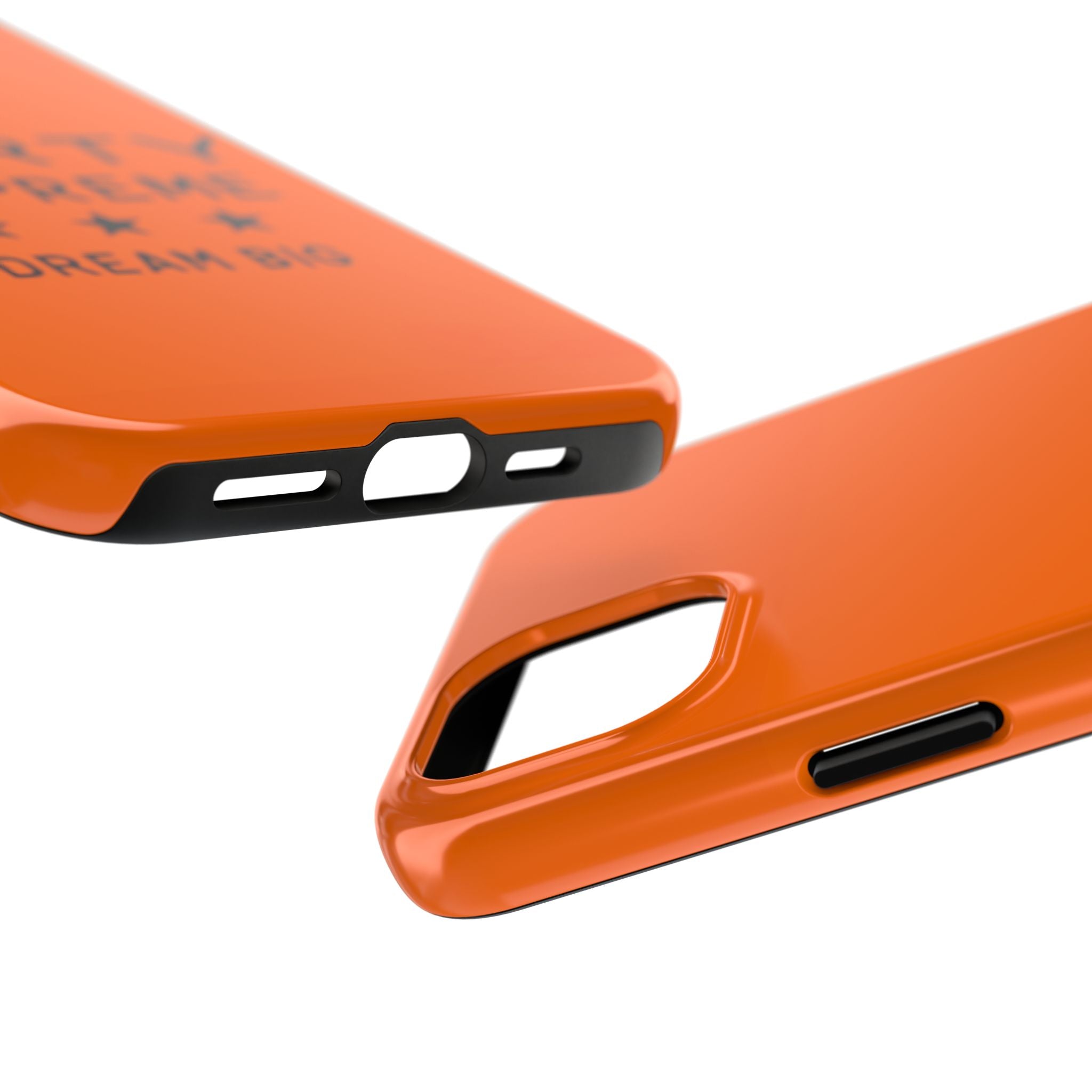 Marty Supreme Tough Phone Case — Orange 'Dream Big' Protective Cover