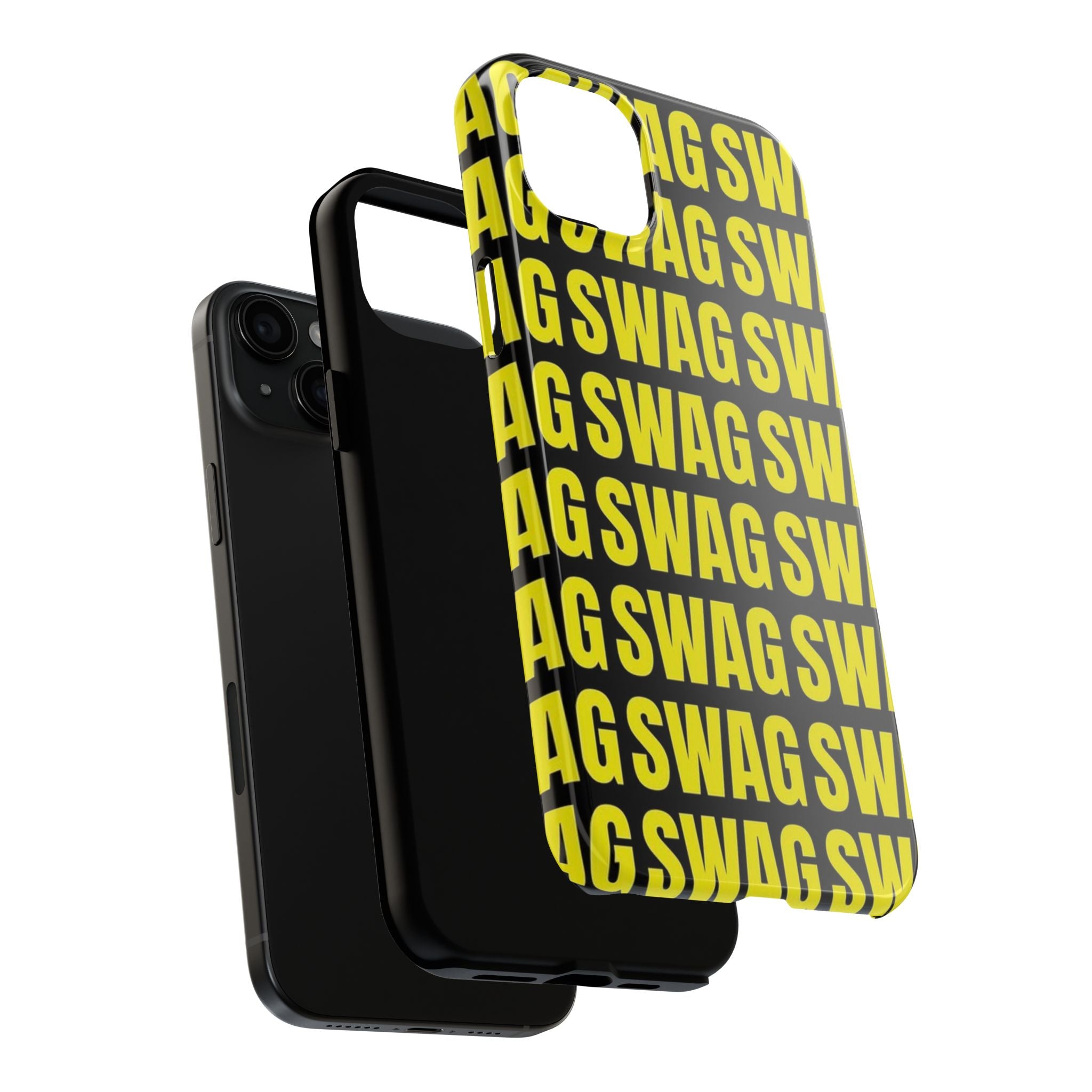 SWAG Pattern Tough Phone Case — Bold Yellow Text Protective Cover