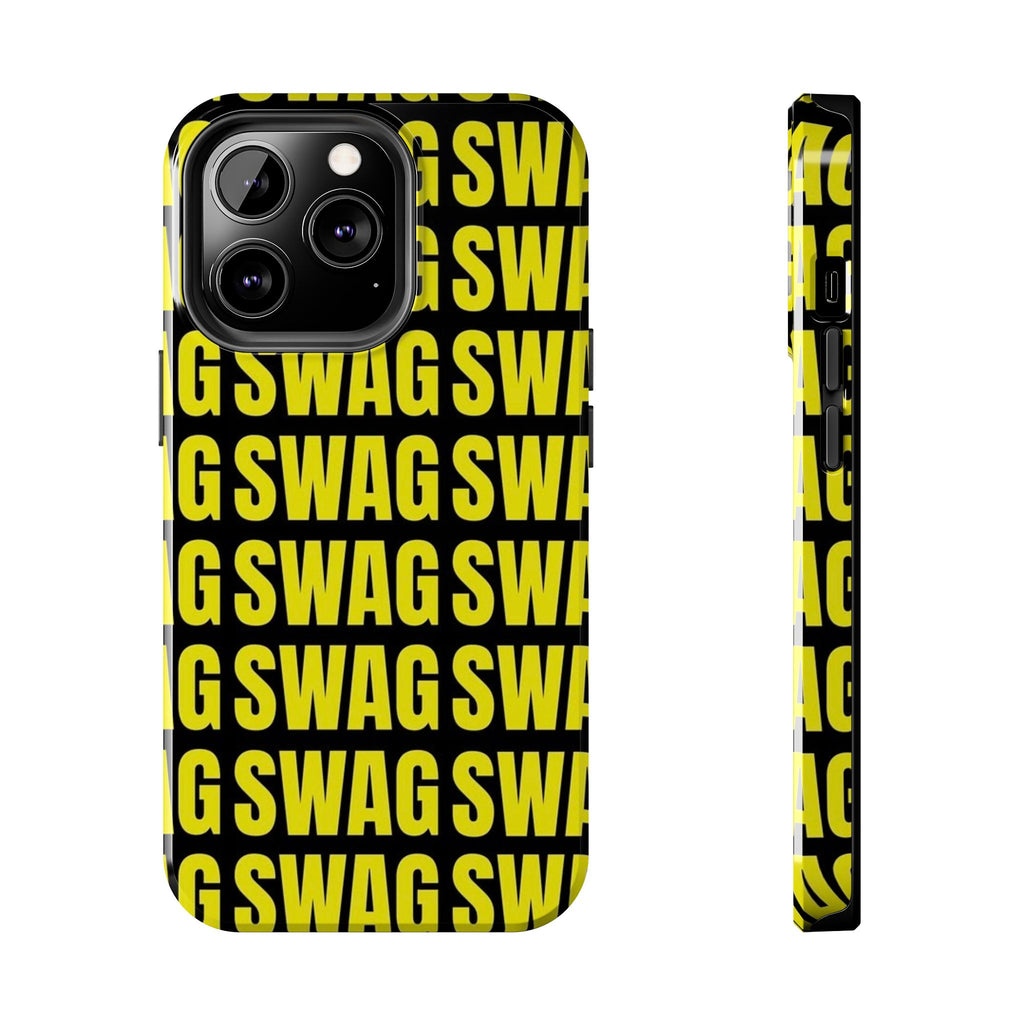SWAG Pattern Tough Phone Case — Bold Yellow Text Protective Cover