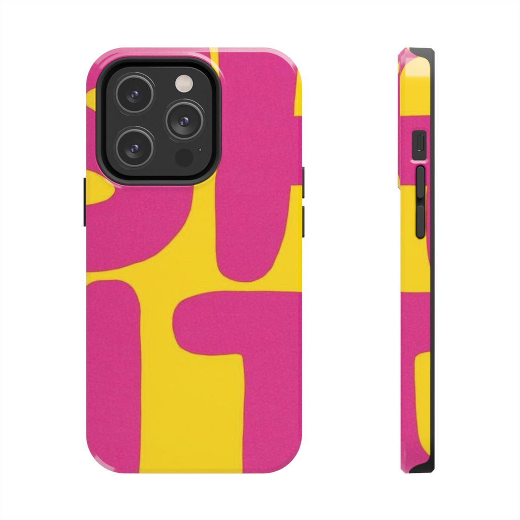 SHIT Retro Abstract Tough Phone Case — Pink & Yellow Pop Art Design