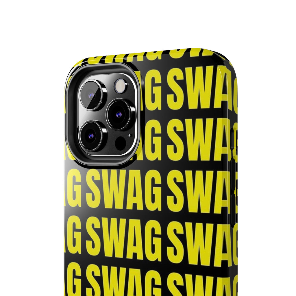 SWAG Pattern Tough Phone Case — Bold Yellow Text Protective Cover