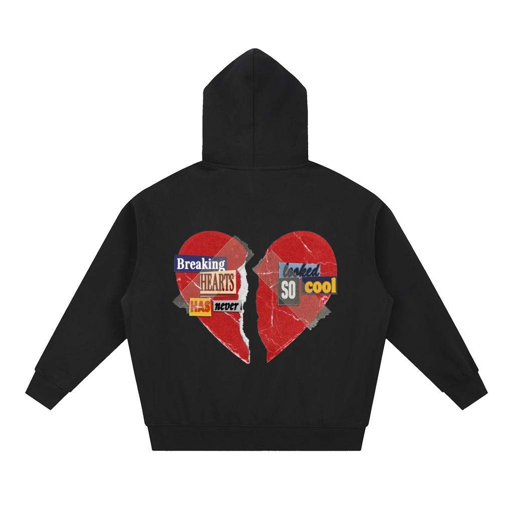 Heart Break -Essential Oversized Fleece Boxy Zip Up