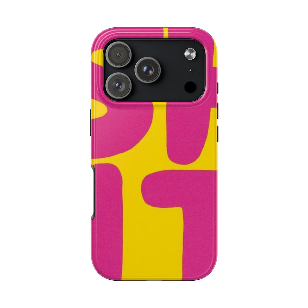 SHIT Retro Abstract Tough Phone Case — Pink & Yellow Pop Art Design