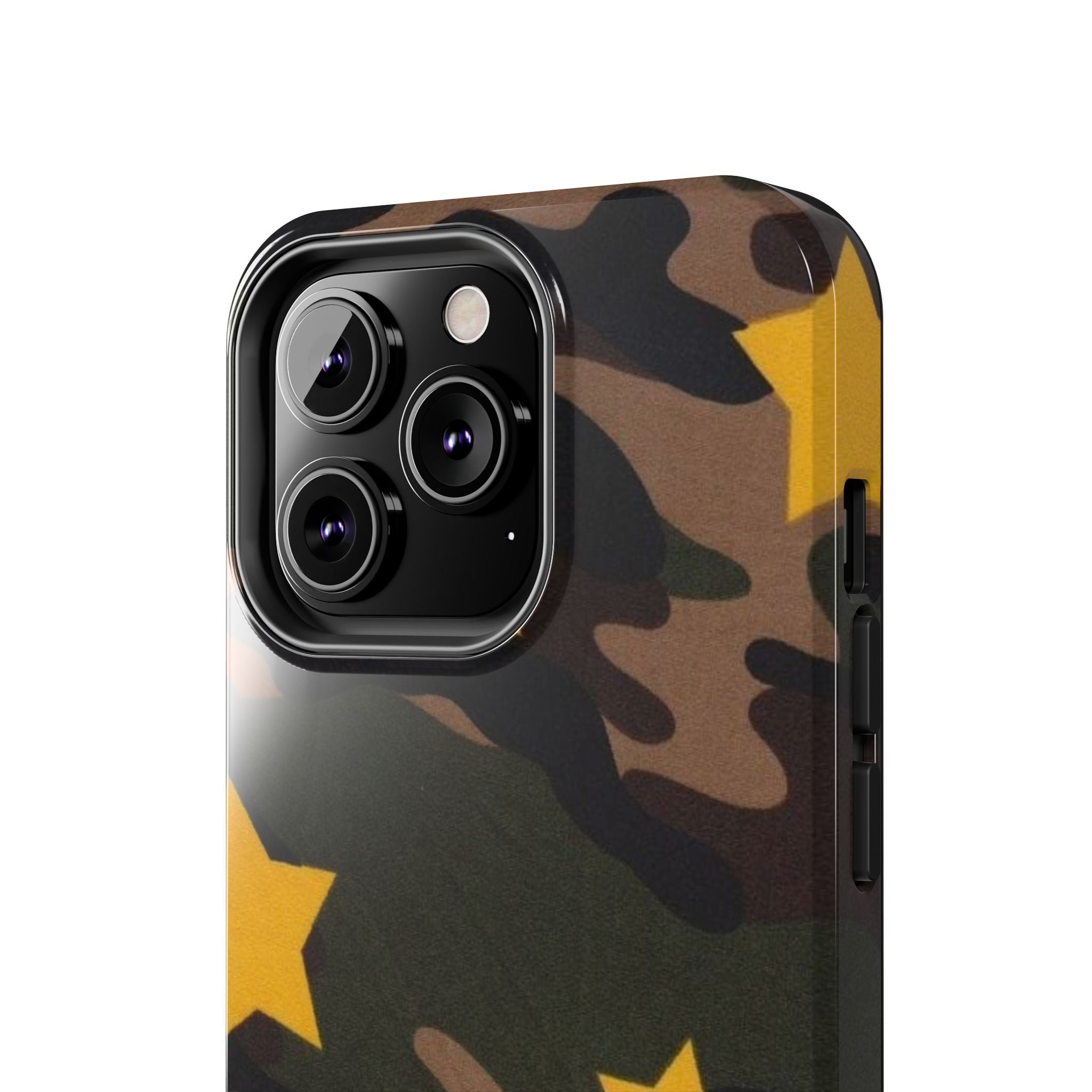 Camouflage Star Tough Phone Case — Military Camo Phone Cover with Yellow Stars