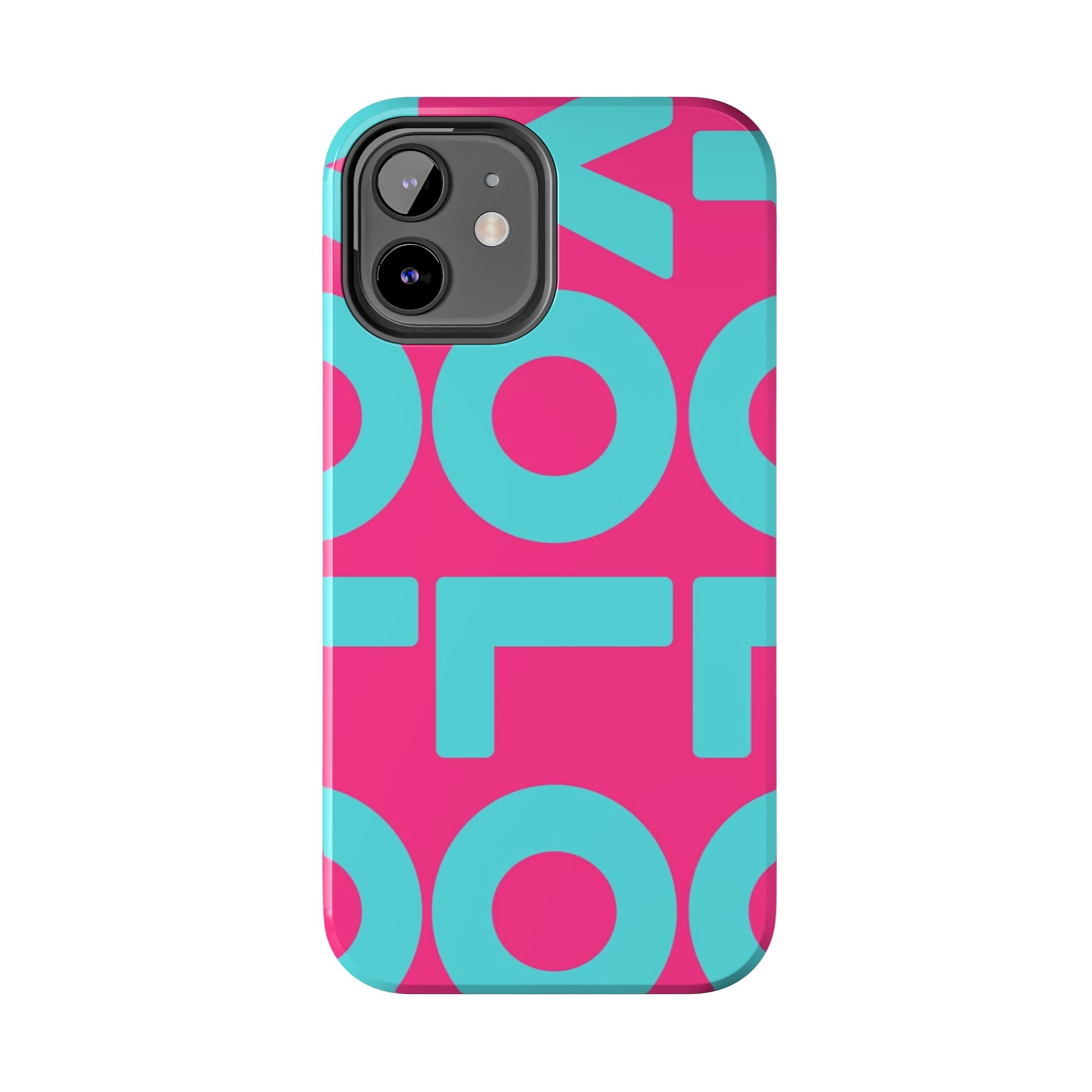 YOLO Tough Phone Case — Bold Pink & Teal Geometric Print