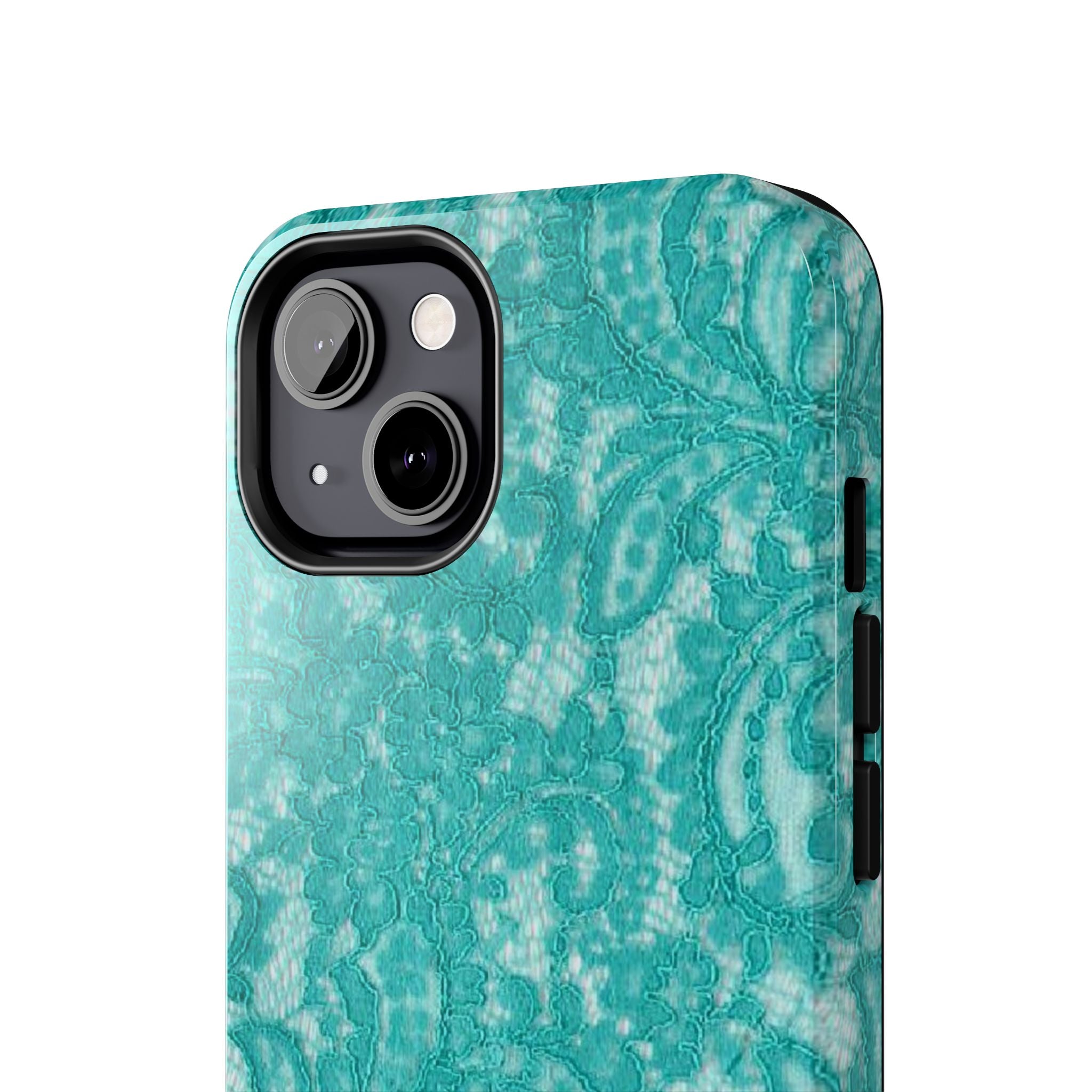 Teal Lace Tough Phone Case — Protective Floral-Pattern Phone Cover