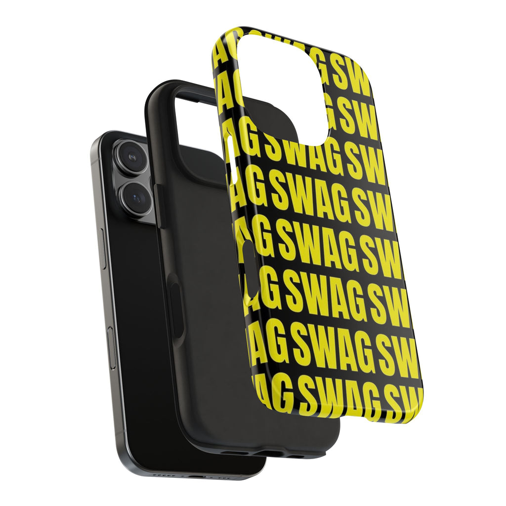 SWAG Pattern Tough Phone Case — Bold Yellow Text Protective Cover