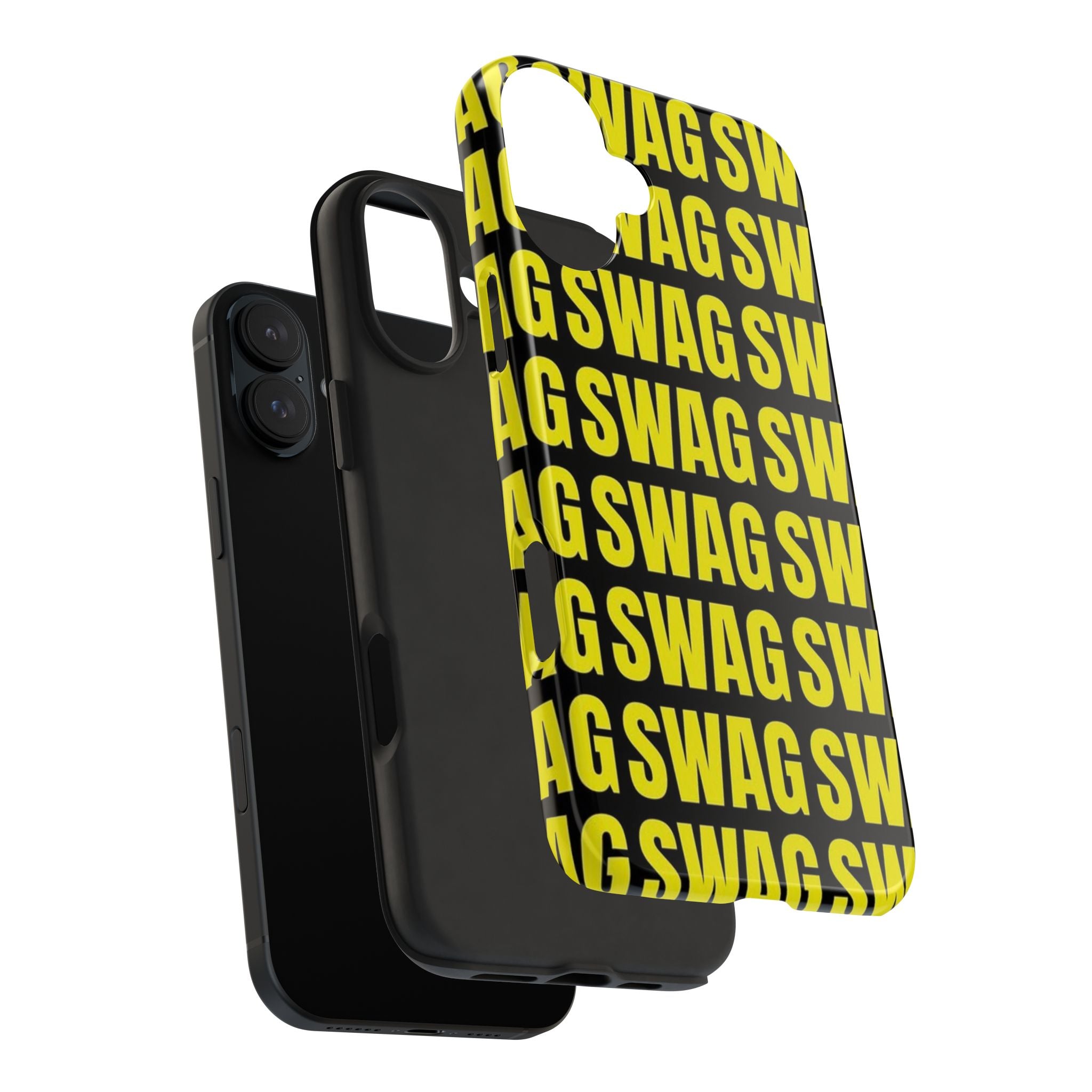 SWAG Pattern Tough Phone Case — Bold Yellow Text Protective Cover
