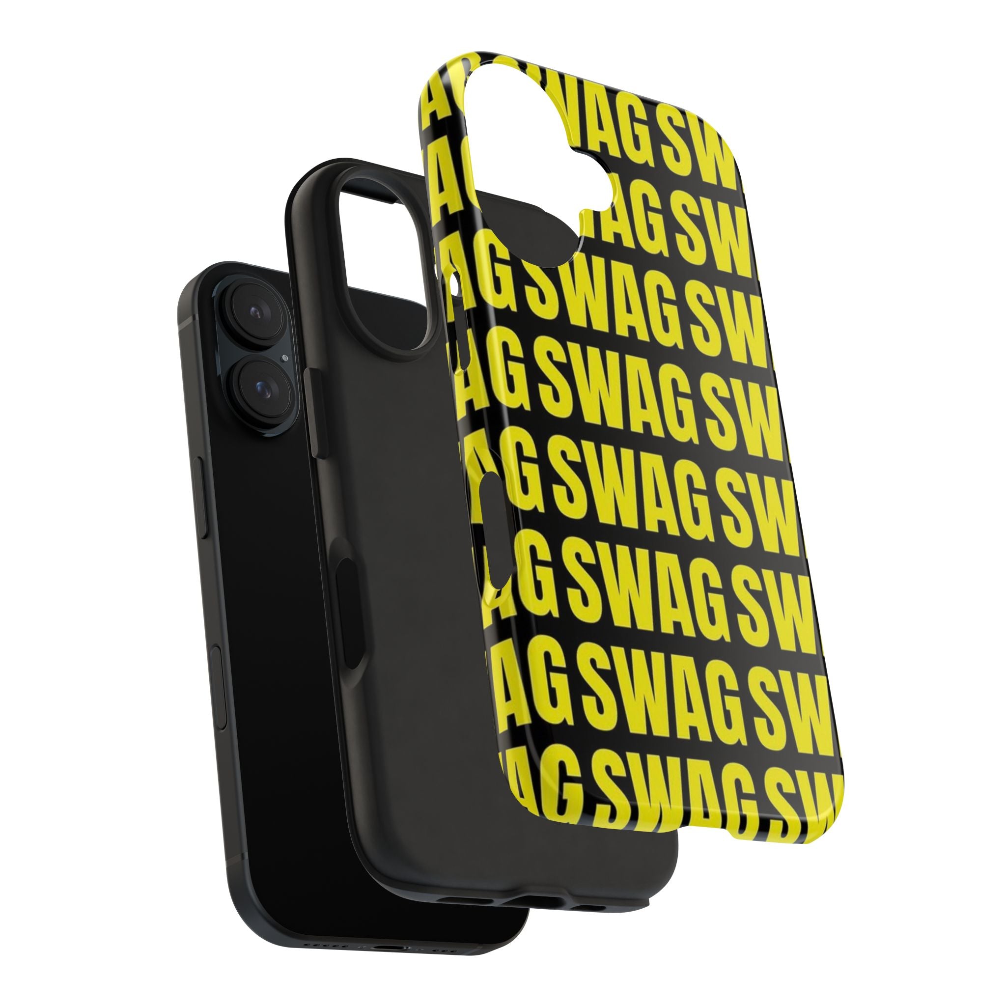 SWAG Pattern Tough Phone Case — Bold Yellow Text Protective Cover