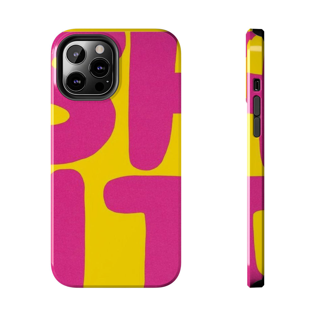 SHIT Retro Abstract Tough Phone Case — Pink & Yellow Pop Art Design