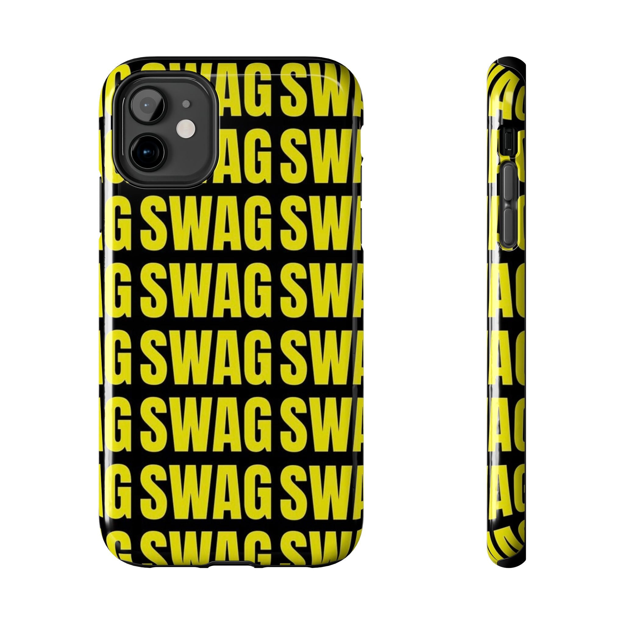 SWAG Pattern Tough Phone Case — Bold Yellow Text Protective Cover