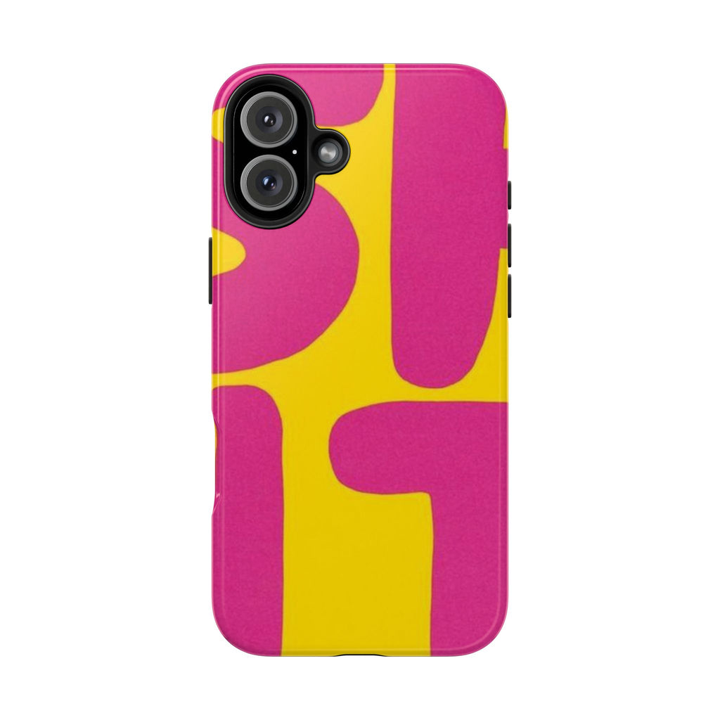 SHIT Retro Abstract Tough Phone Case — Pink & Yellow Pop Art Design