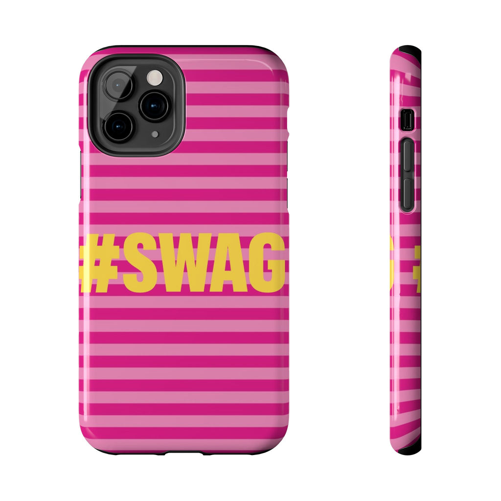 #SWAG Pink Striped Tough Phone Case