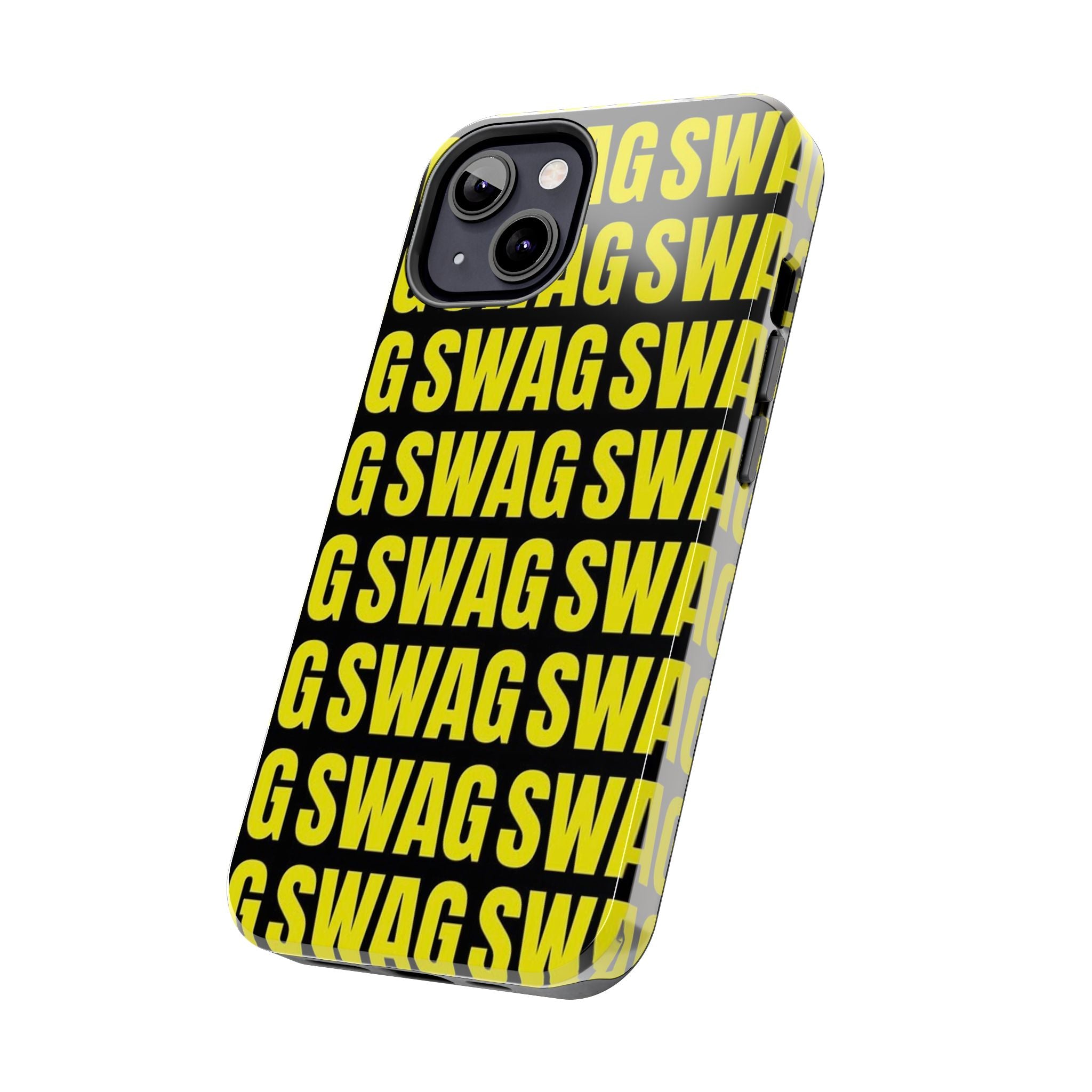 SWAG Pattern Tough Phone Case — Bold Yellow Text Protective Cover