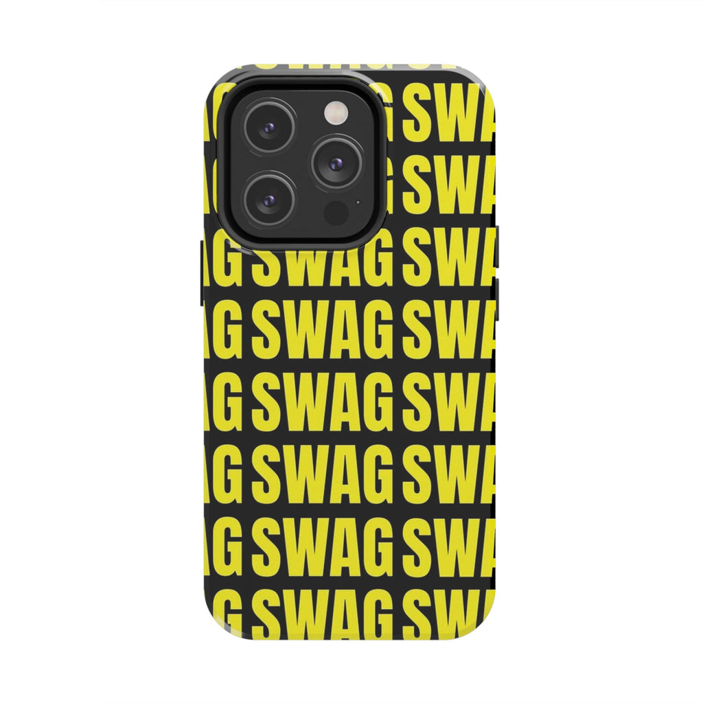 SWAG Pattern Tough Phone Case — Bold Yellow Text Protective Cover