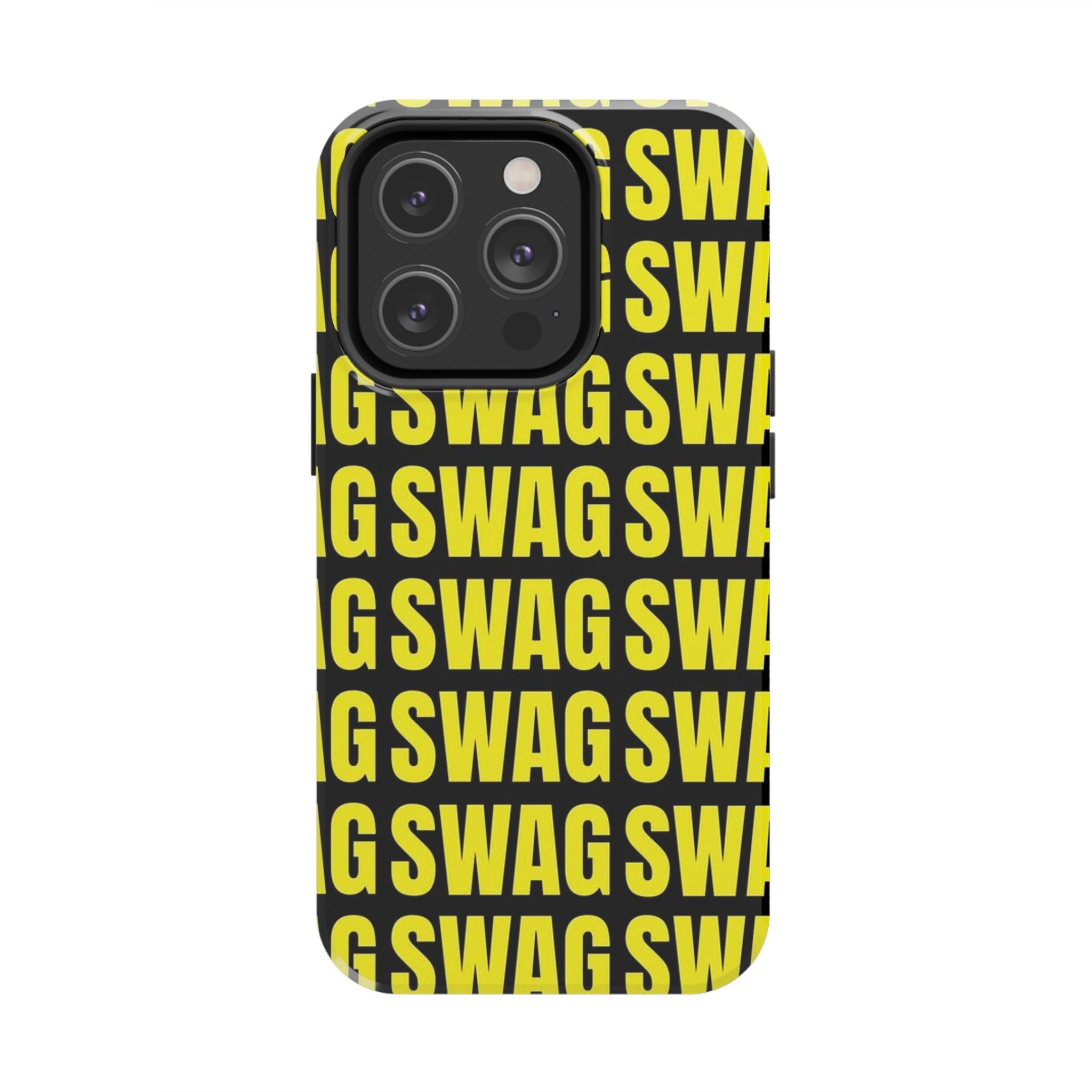SWAG Pattern Tough Phone Case — Bold Yellow Text Protective Cover