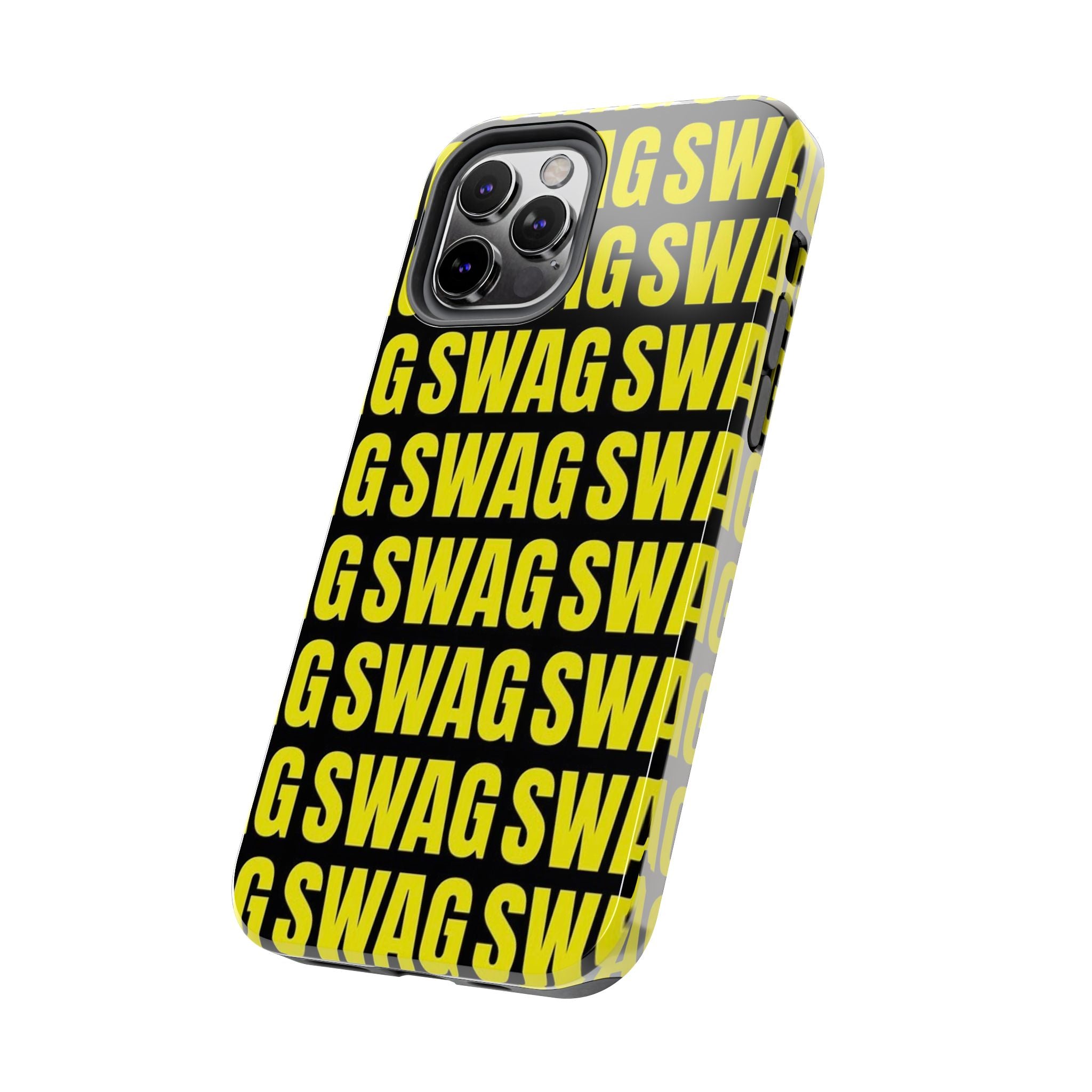 SWAG Pattern Tough Phone Case — Bold Yellow Text Protective Cover