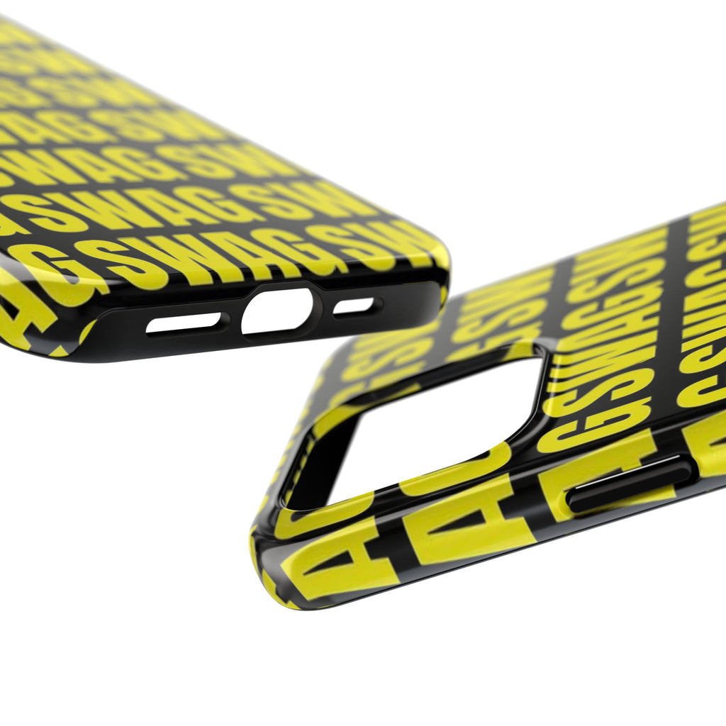 SWAG Pattern Tough Phone Case — Bold Yellow Text Protective Cover
