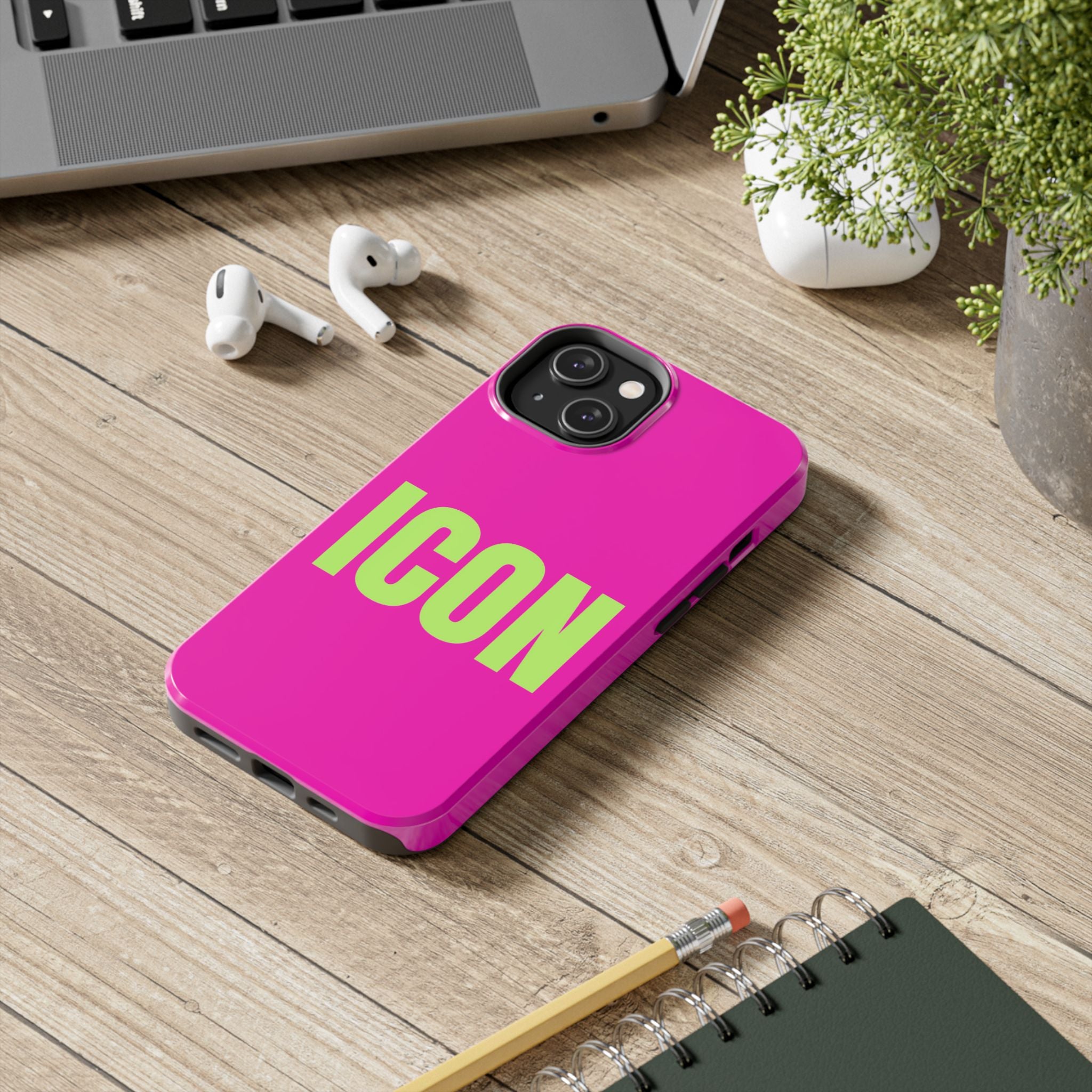 ICON Tough Phone Case — Neon Pink & Lime Bold Text Protective Case