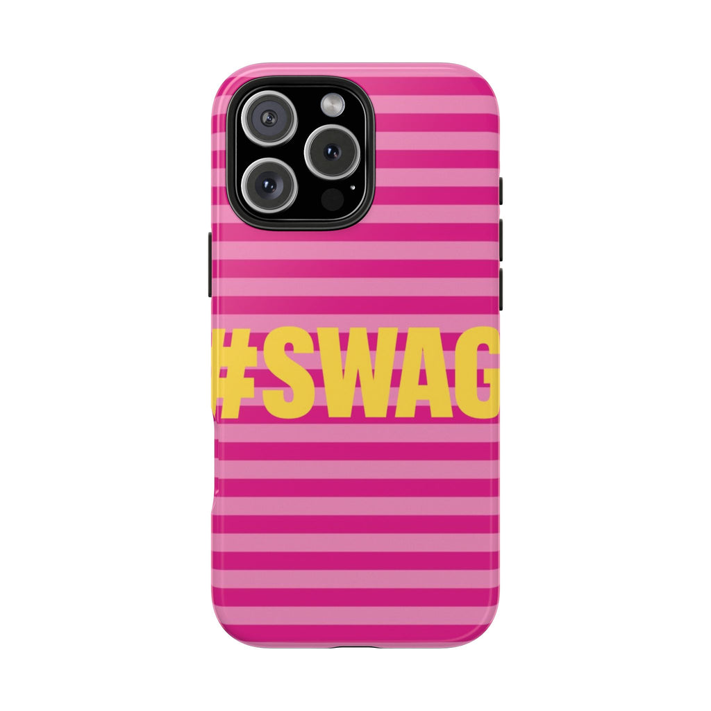 #SWAG Pink Striped Tough Phone Case