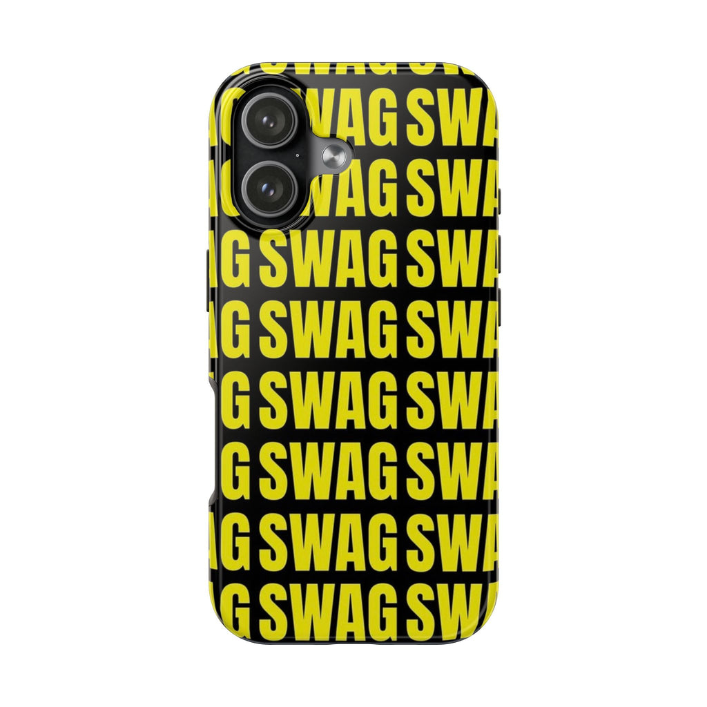 SWAG Pattern Tough Phone Case — Bold Yellow Text Protective Cover