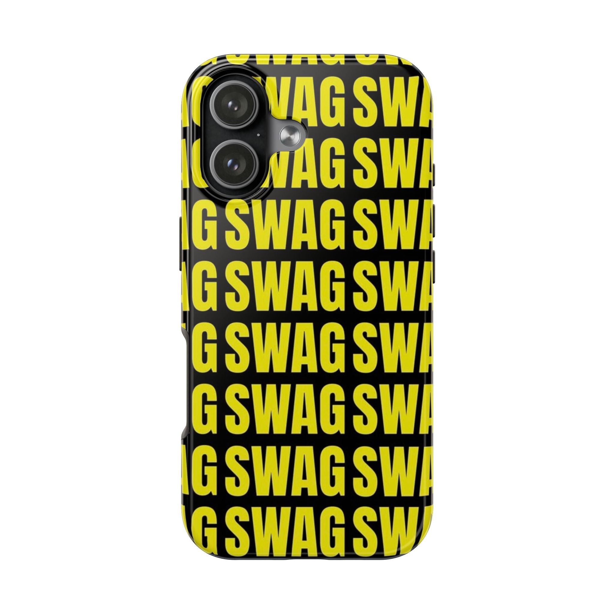 SWAG Pattern Tough Phone Case — Bold Yellow Text Protective Cover