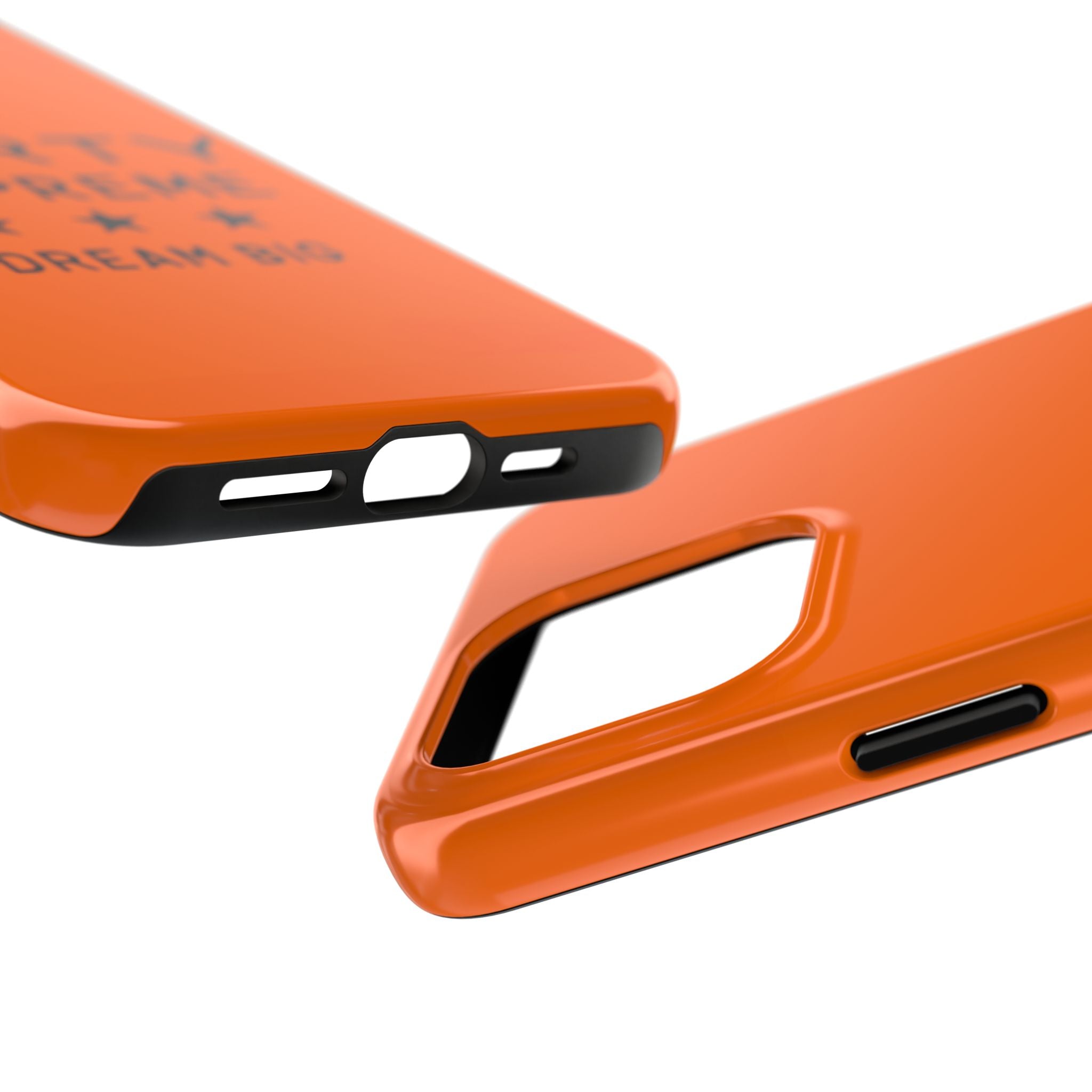 Marty Supreme Tough Phone Case — Orange 'Dream Big' Protective Cover